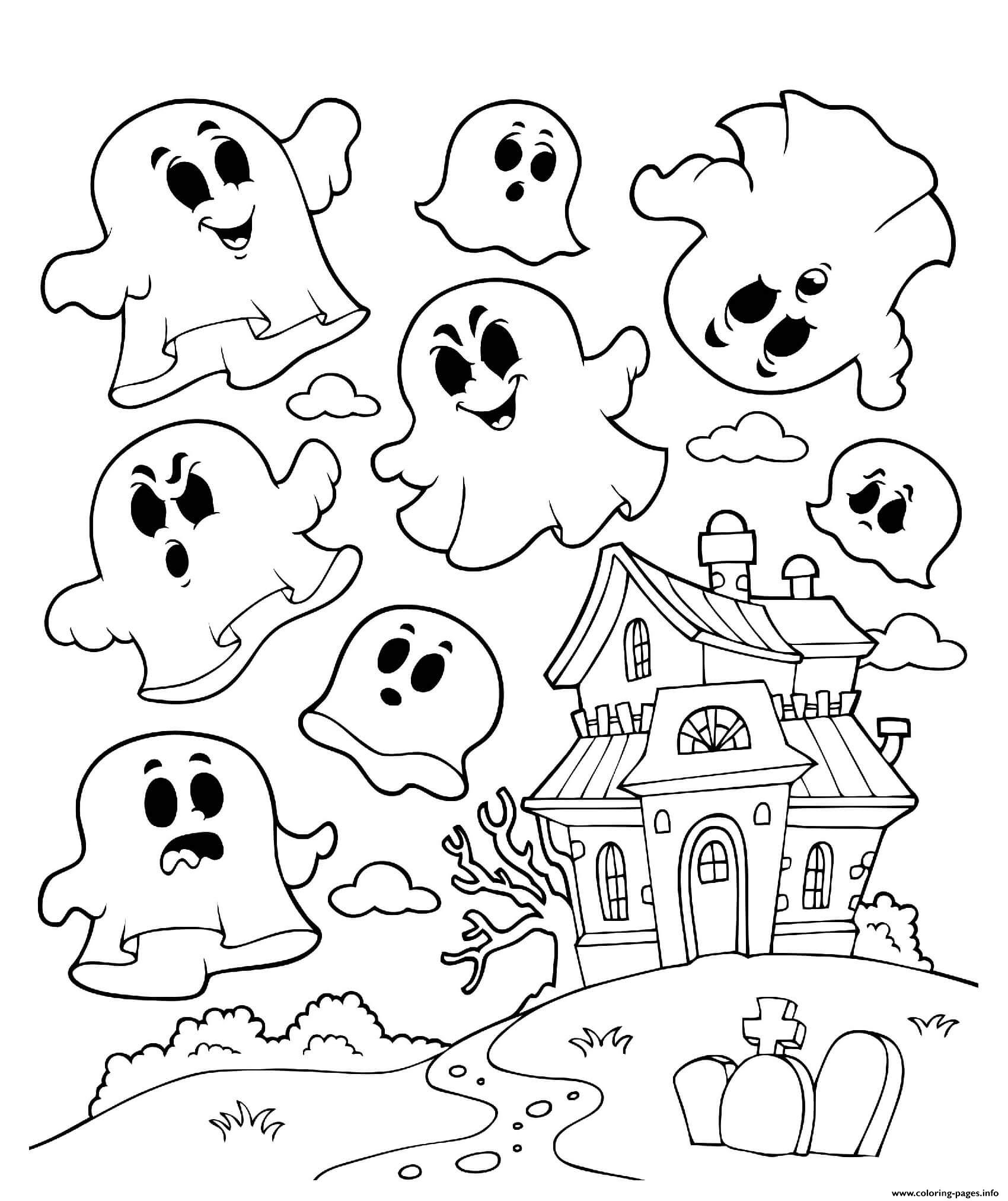 Halloween Haunted House Ghosts coloring