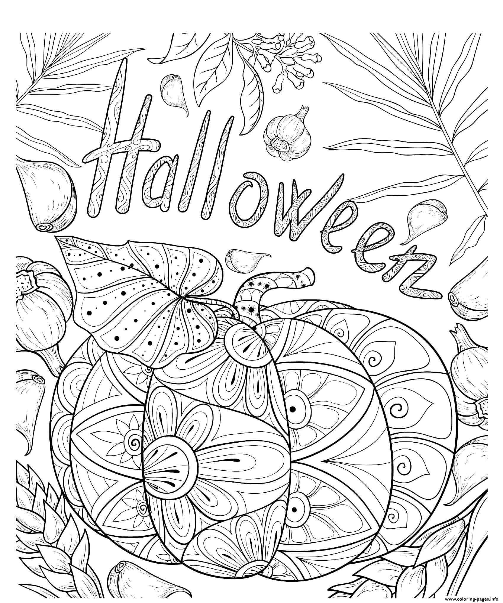 Halloween Pumpkin Garlic Intricate Pattern coloring