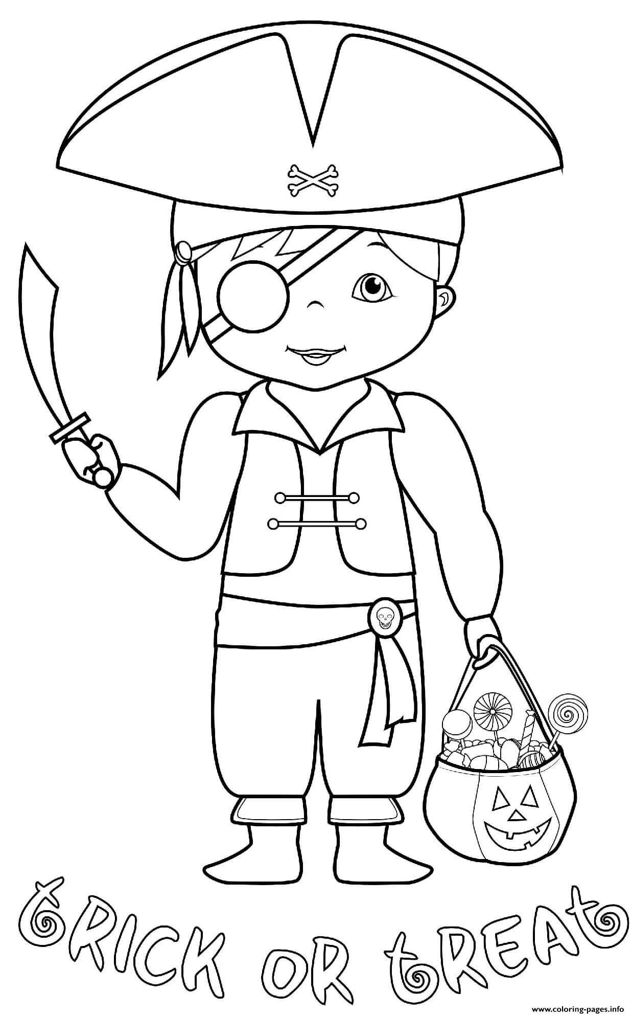 Halloween Pirate Trick Treat Costume coloring