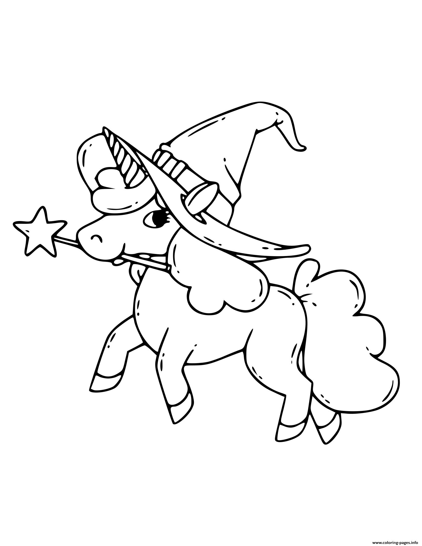 Unicorn Halloween Magic Hat coloring