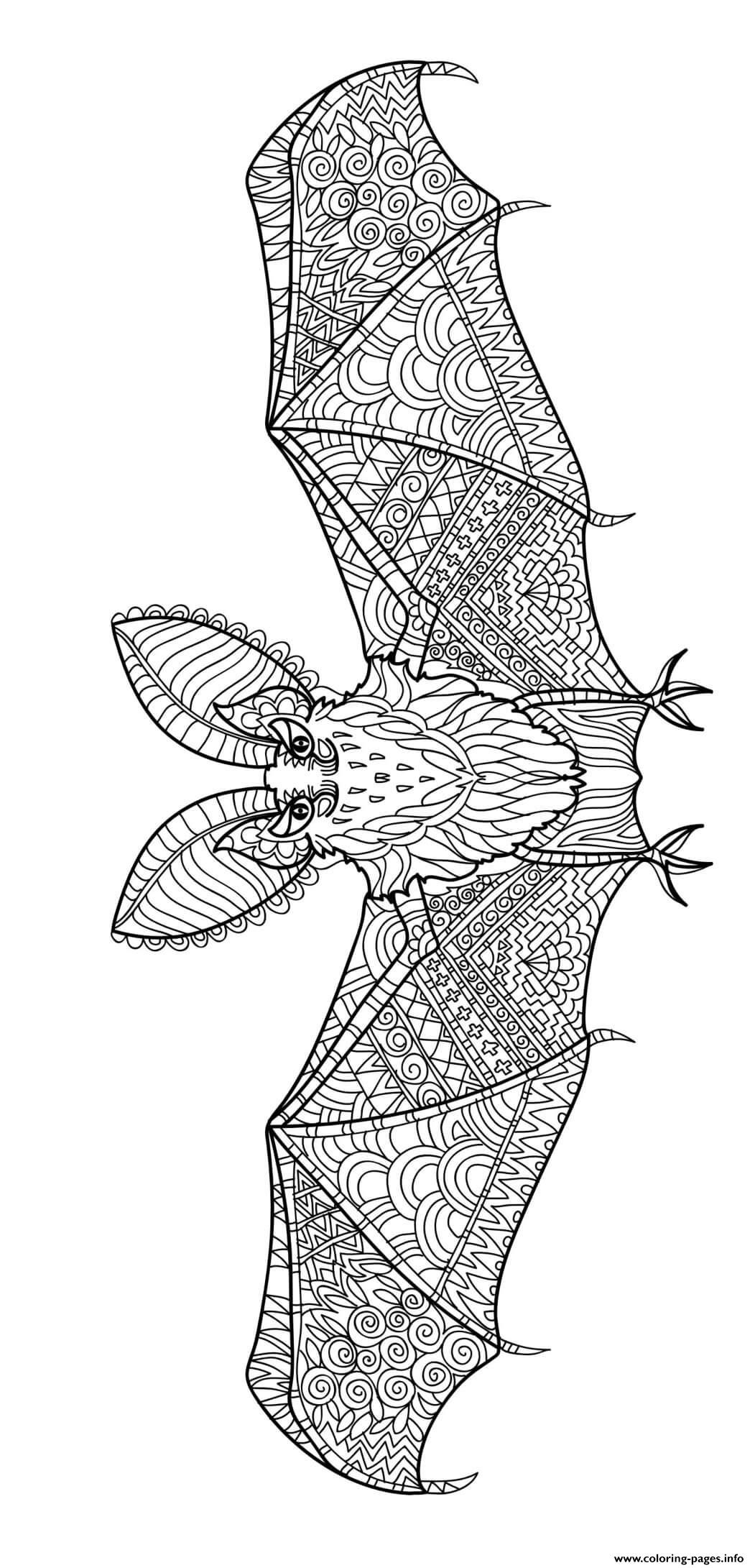 Halloween Adult Bat Flying Coloring page Printable