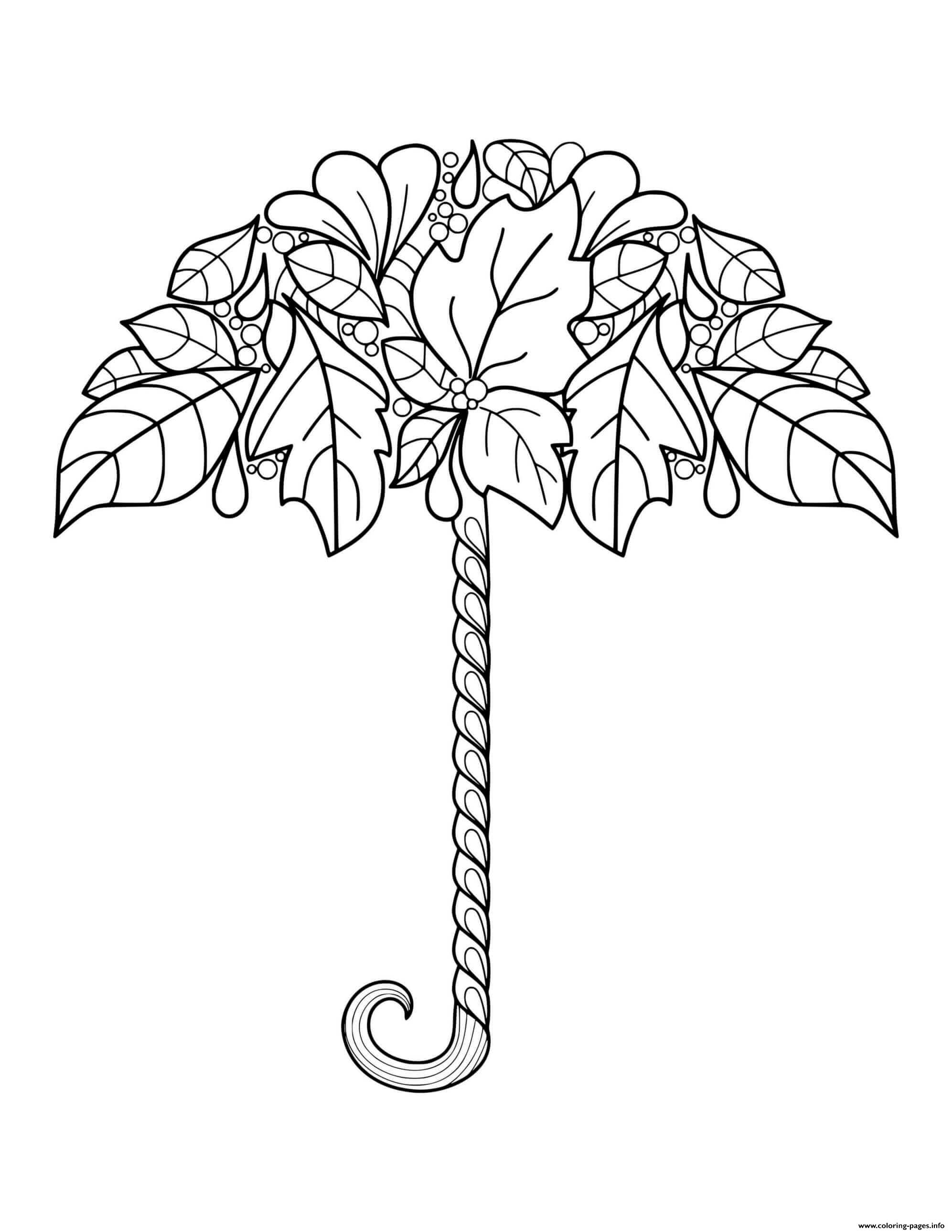Fall Autumn Leaf Umbrella For Adults Coloring Pages Printable