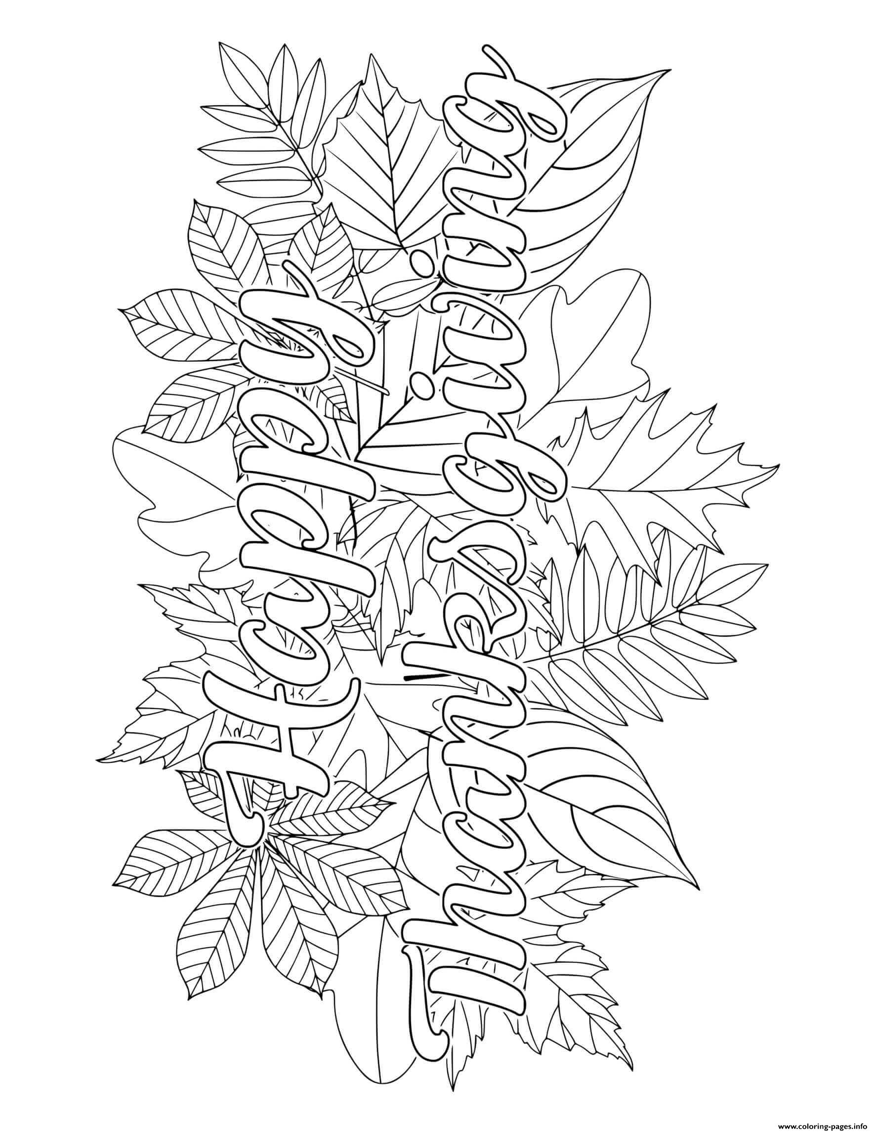 Thanksgiving Happy Thanksgiving Fall Leaves Coloring page Printable