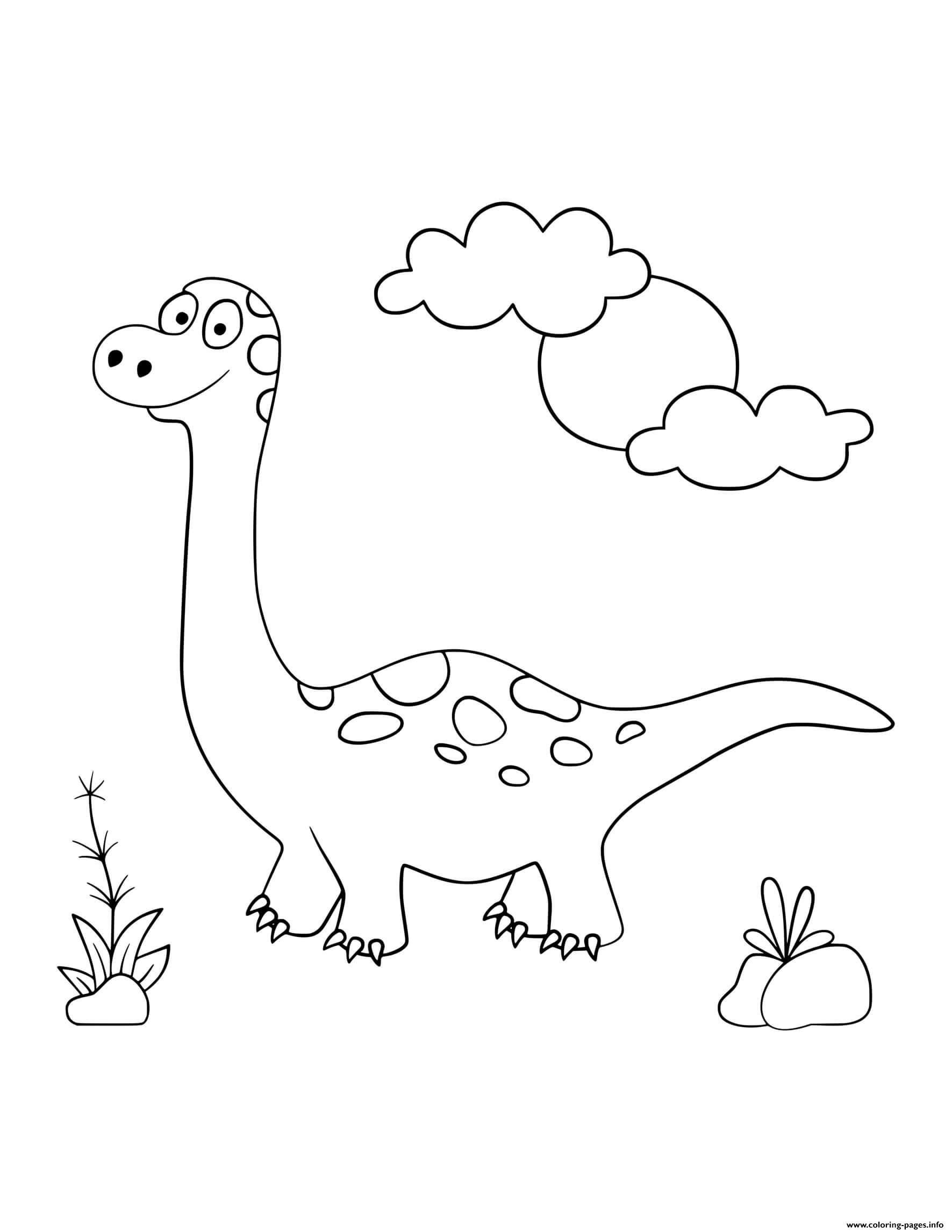 Dinosaur Cute Dino Sunny Day For Preschoolers coloring