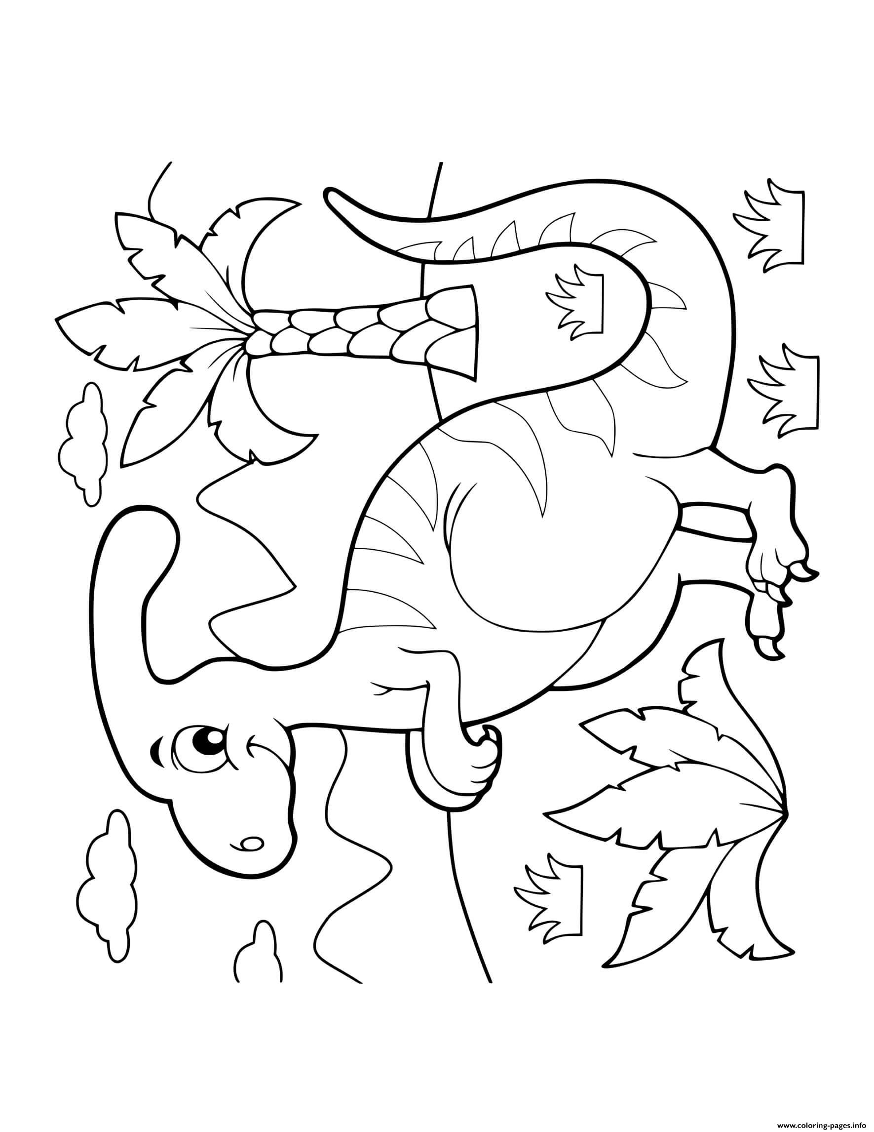 Dinosaur Cartoon Parasaurolophus Ferns coloring