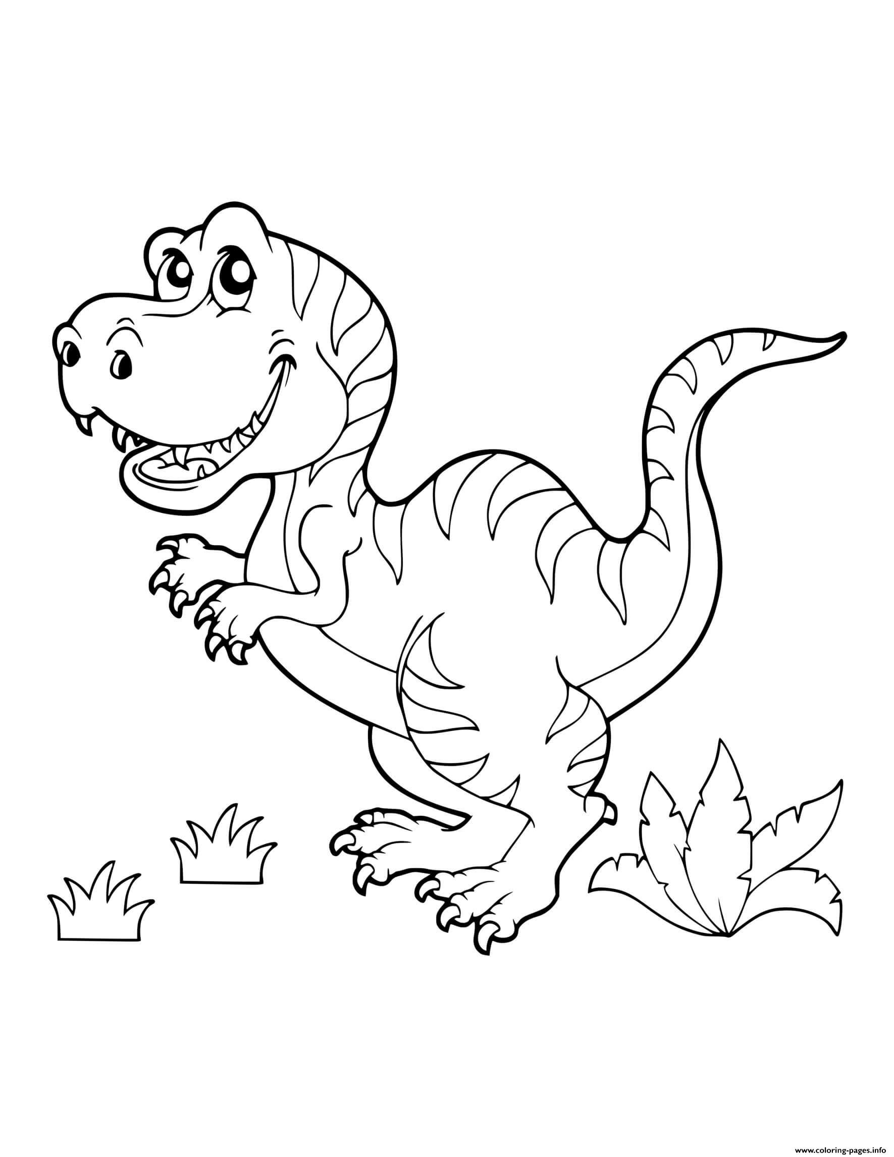 Dinosaur Cartoon Megalosaurus Ferns coloring