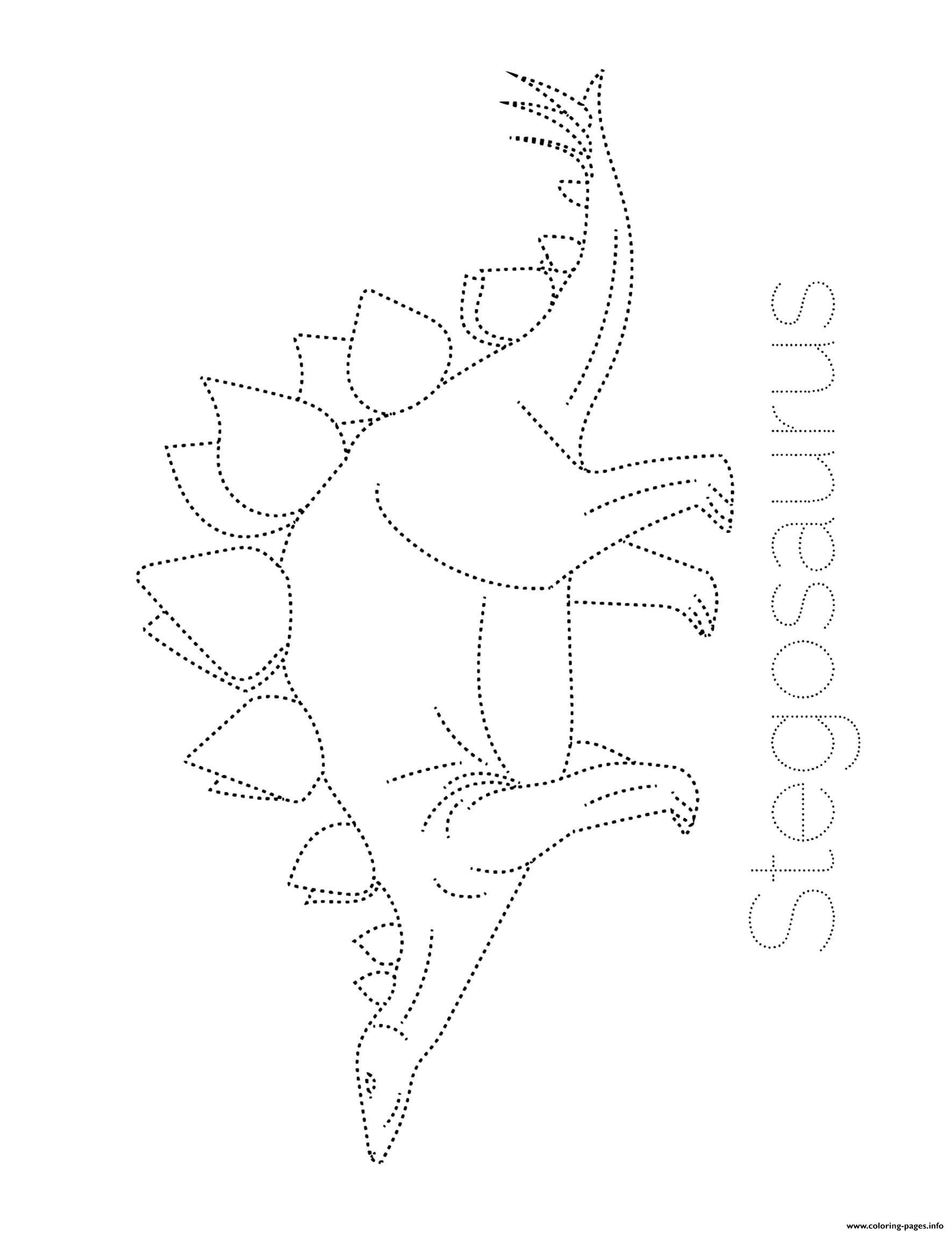 Dinosaur Stegosaurus Tracing Picture Coloring page Printable