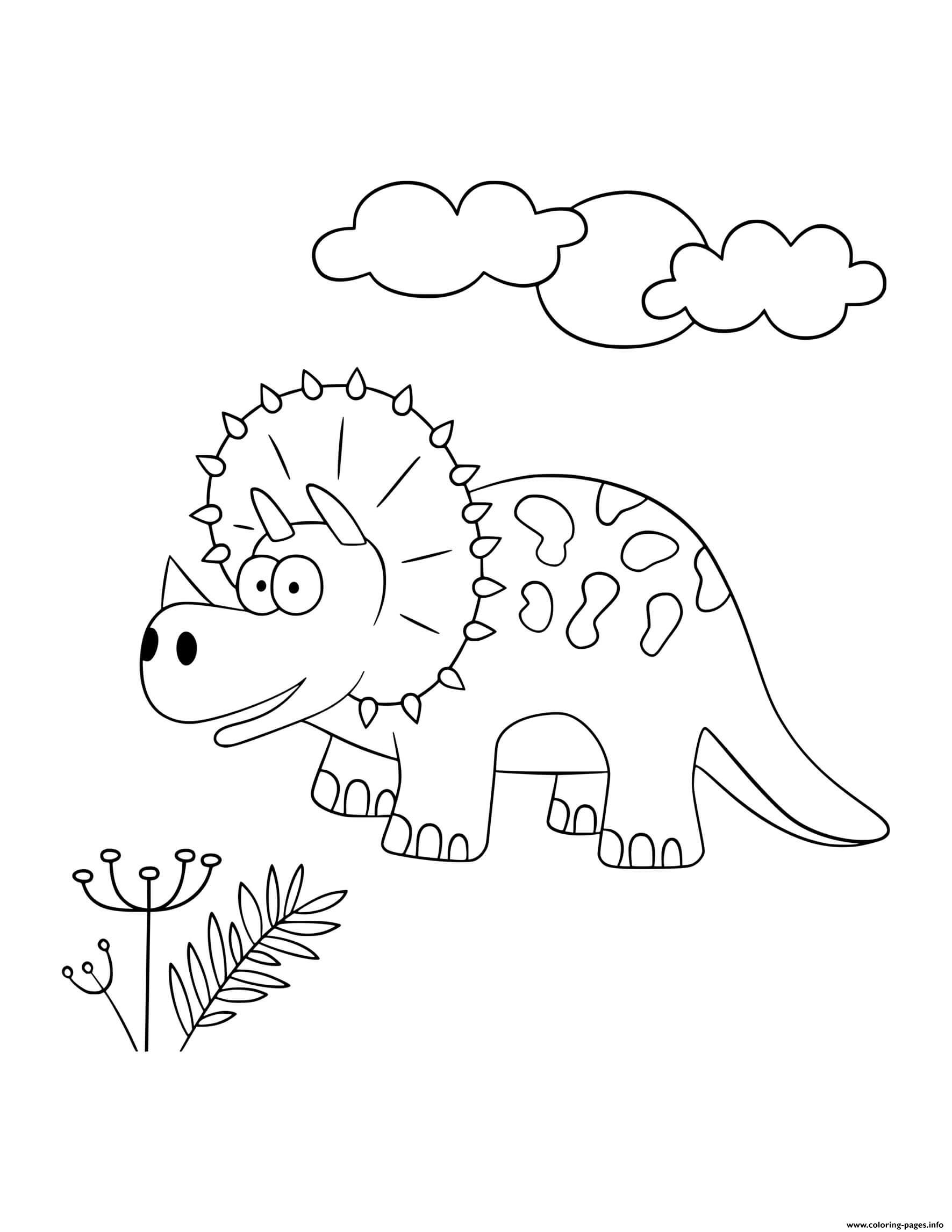 Dinosaur Cute Triceratops For Preschoolers coloring