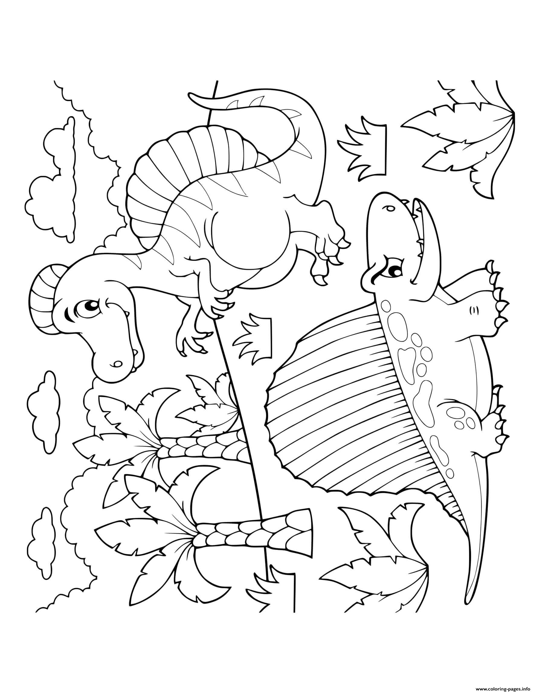 Dinosaur Cartoon Dimetrodon Spinosaurus coloring