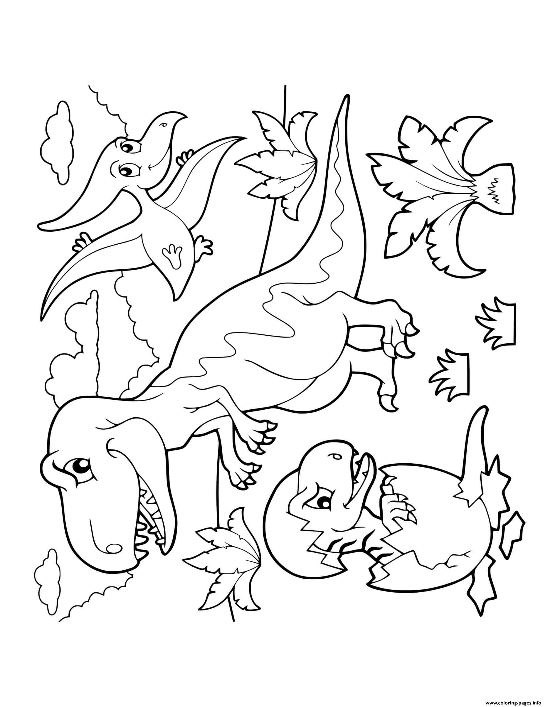 Dinosaur Cartoon Prehistoric Scene coloring
