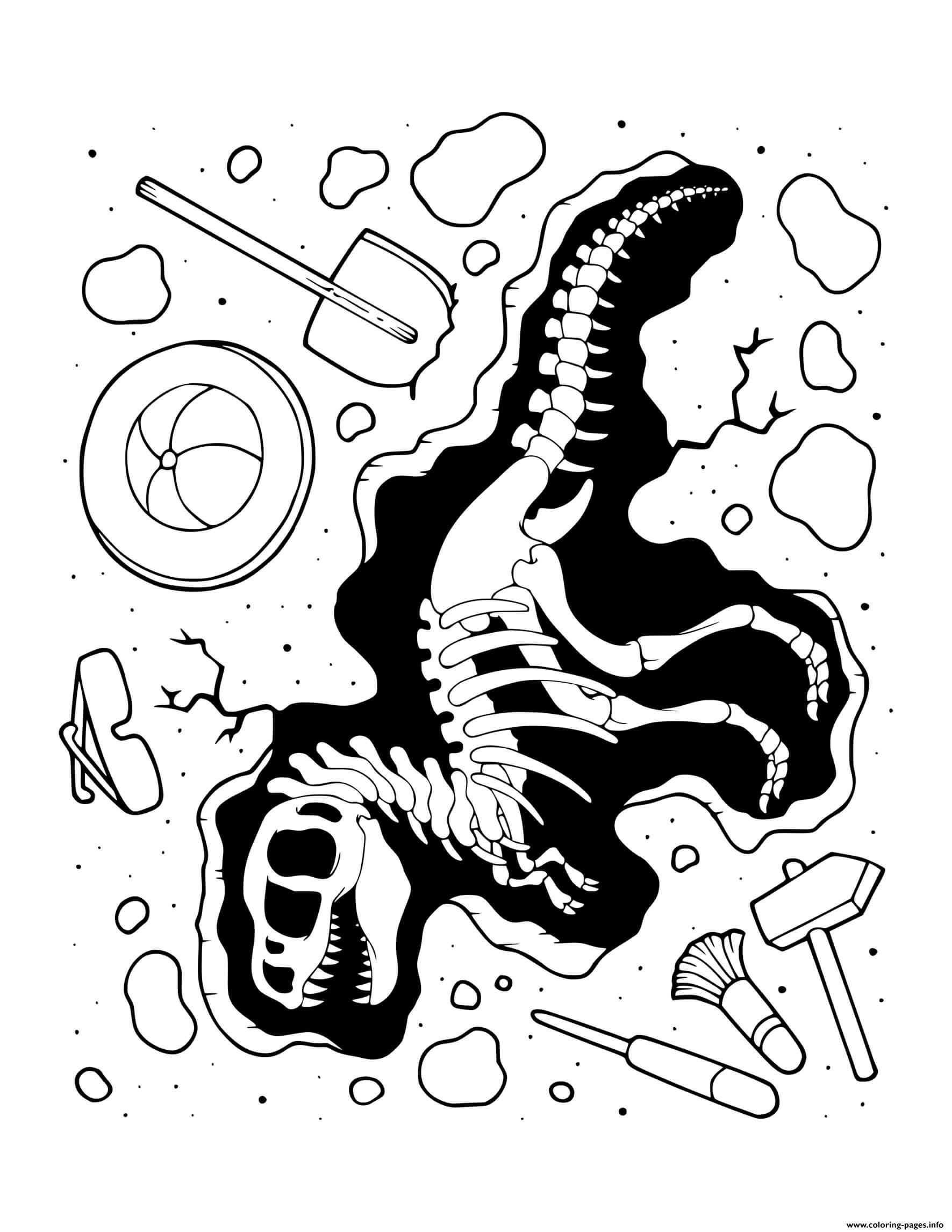 Download Dinosaur Fossil Excavation Coloring Pages Printable