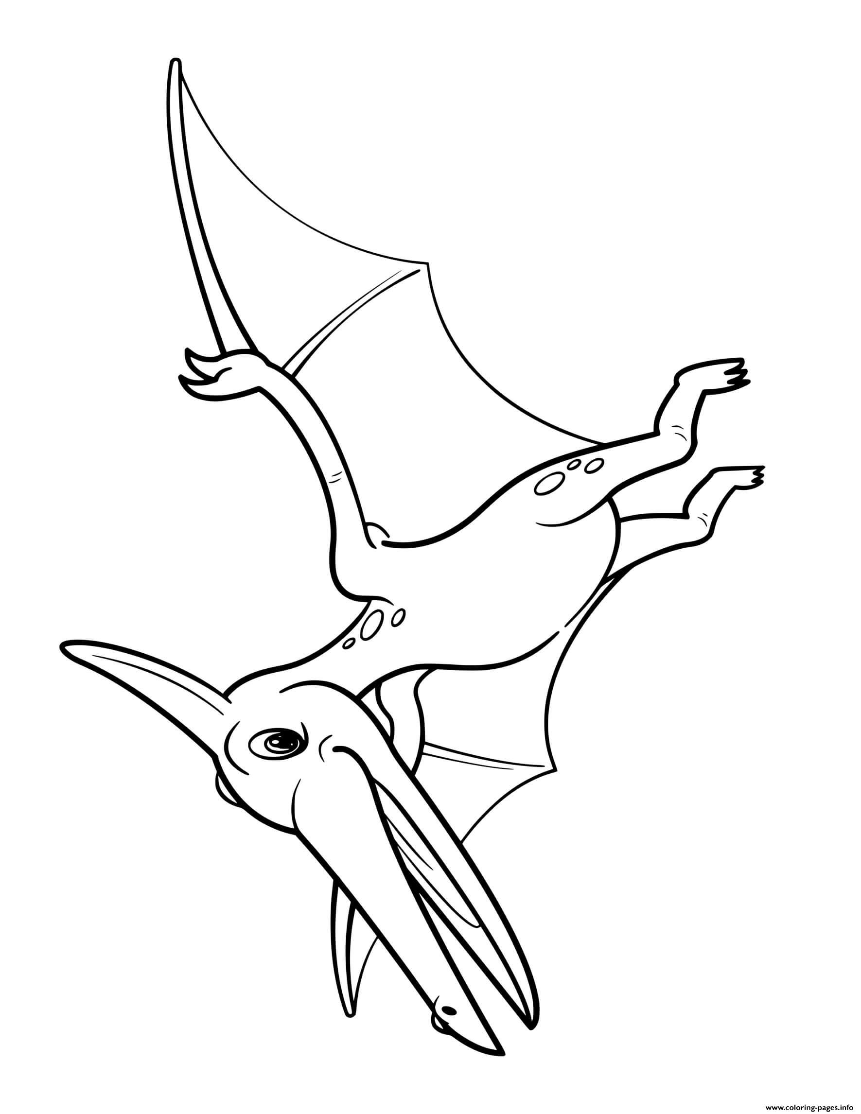 Dinosaur Cartoon Pteranodon Flying coloring