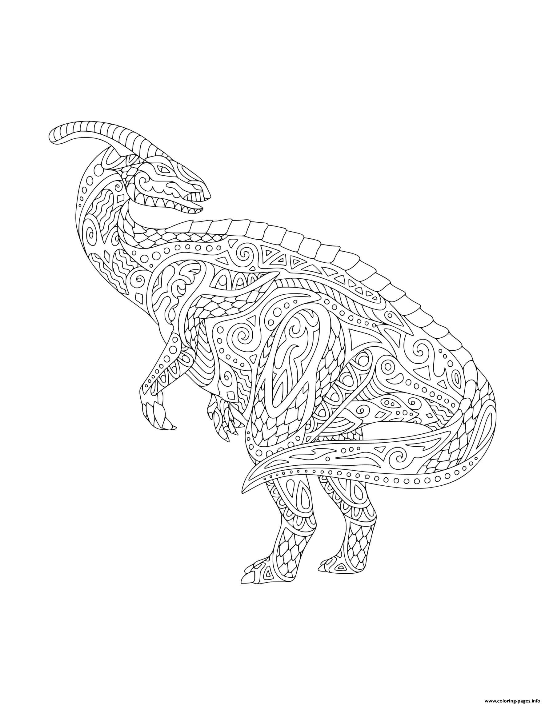 Dinosaur Parasaurolophus Doodle For Adults coloring