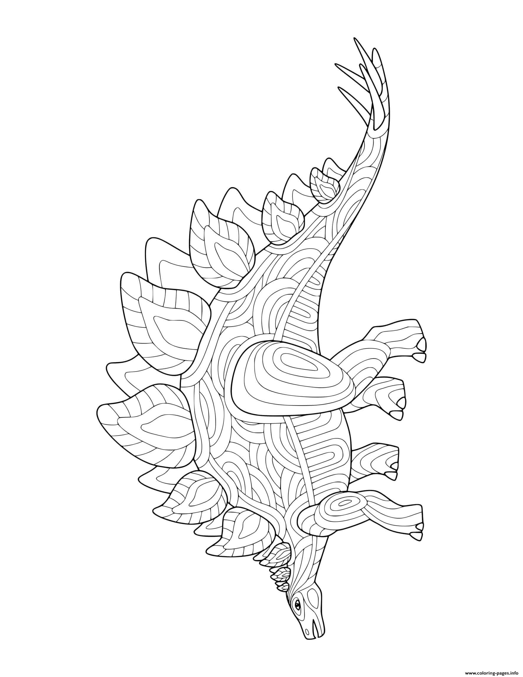 Dinosaur Stegosaurus Doodle For Adults coloring