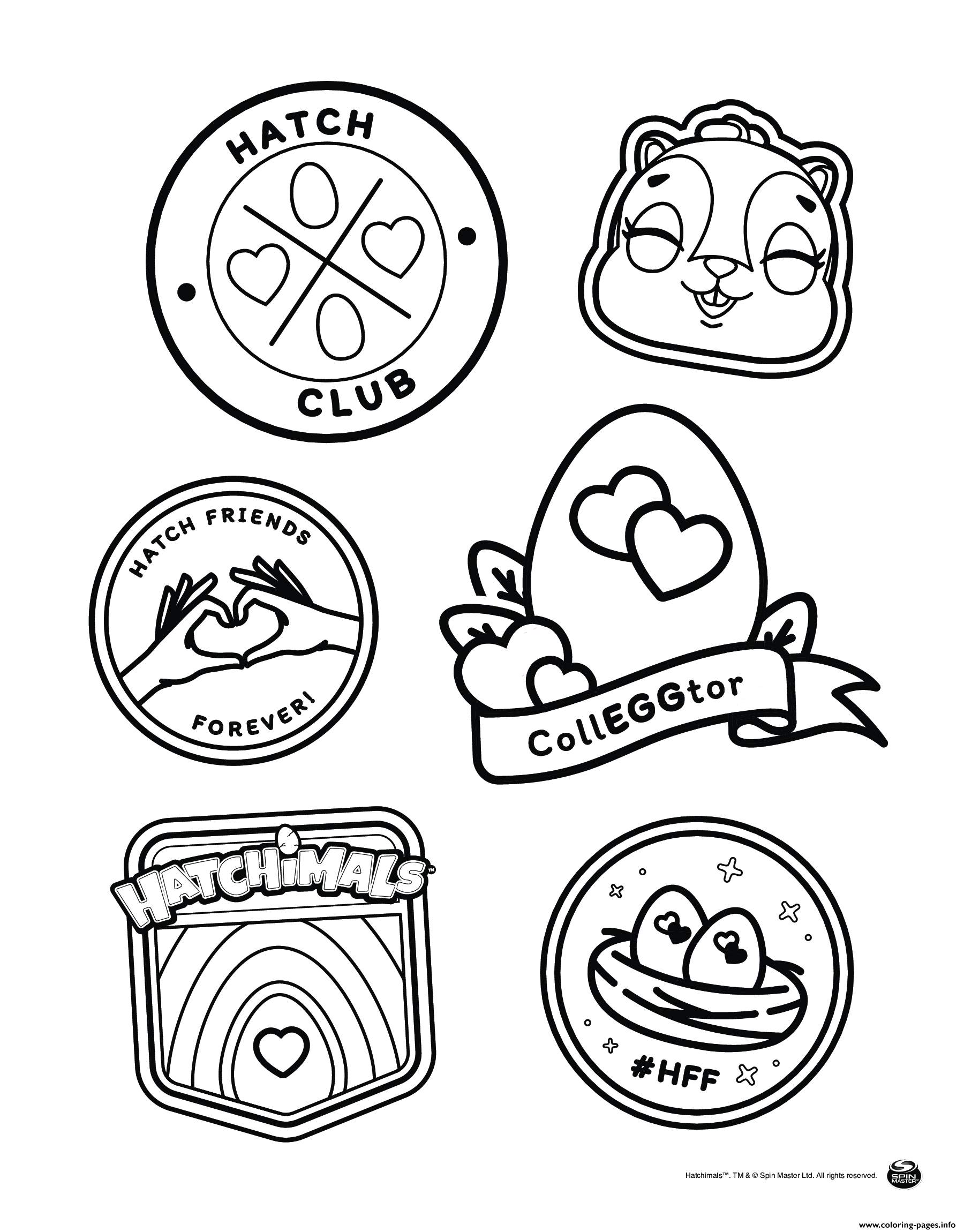 Color Your Own Hatch Club Patches coloring