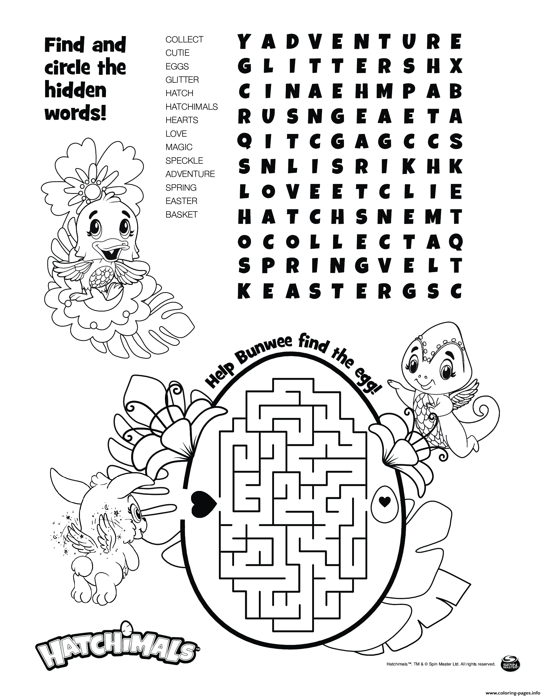 Hatchimals Puzzle Sheet coloring