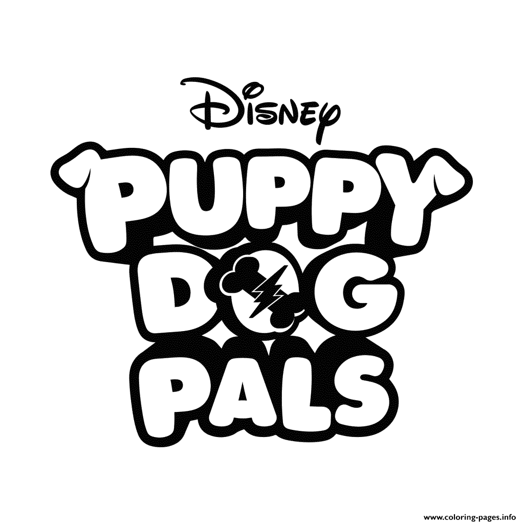 Disney Puppy Dog Pals Logo Black And White coloring