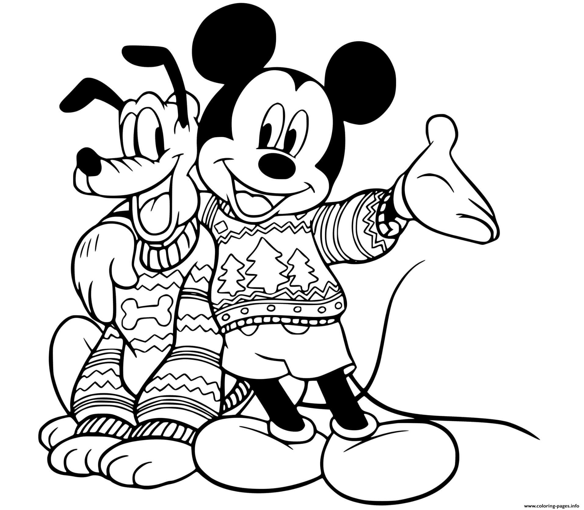 Mickey Pluto In Sweaters Coloring Pages Printable