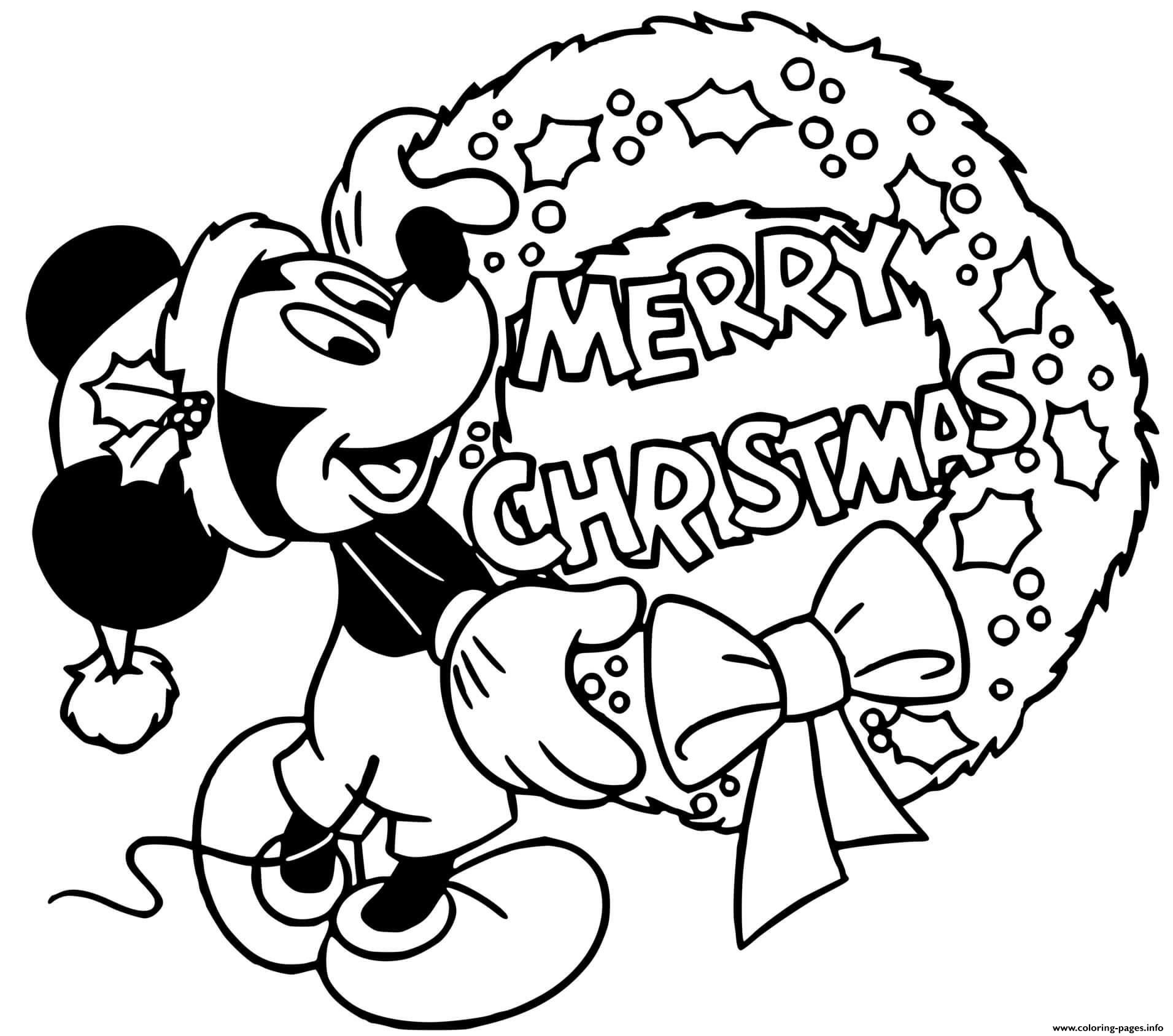 Mickey Mouses Wreath Merry Christmas coloring
