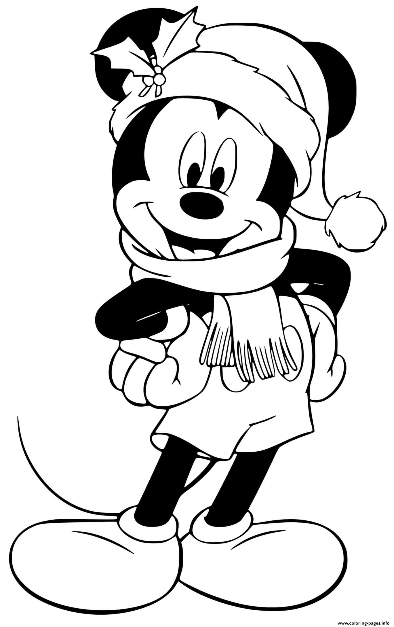 Mickey Wearing Santa Hat coloring