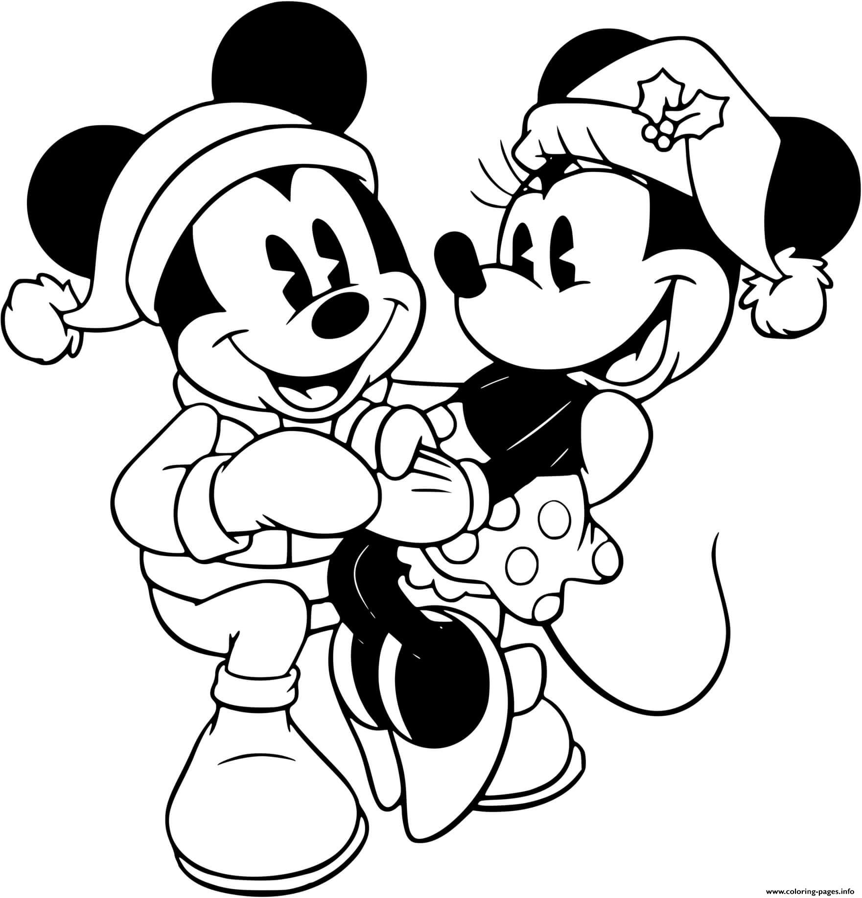 Minnie Sitting On Mickey Lap Coloring page Printable
