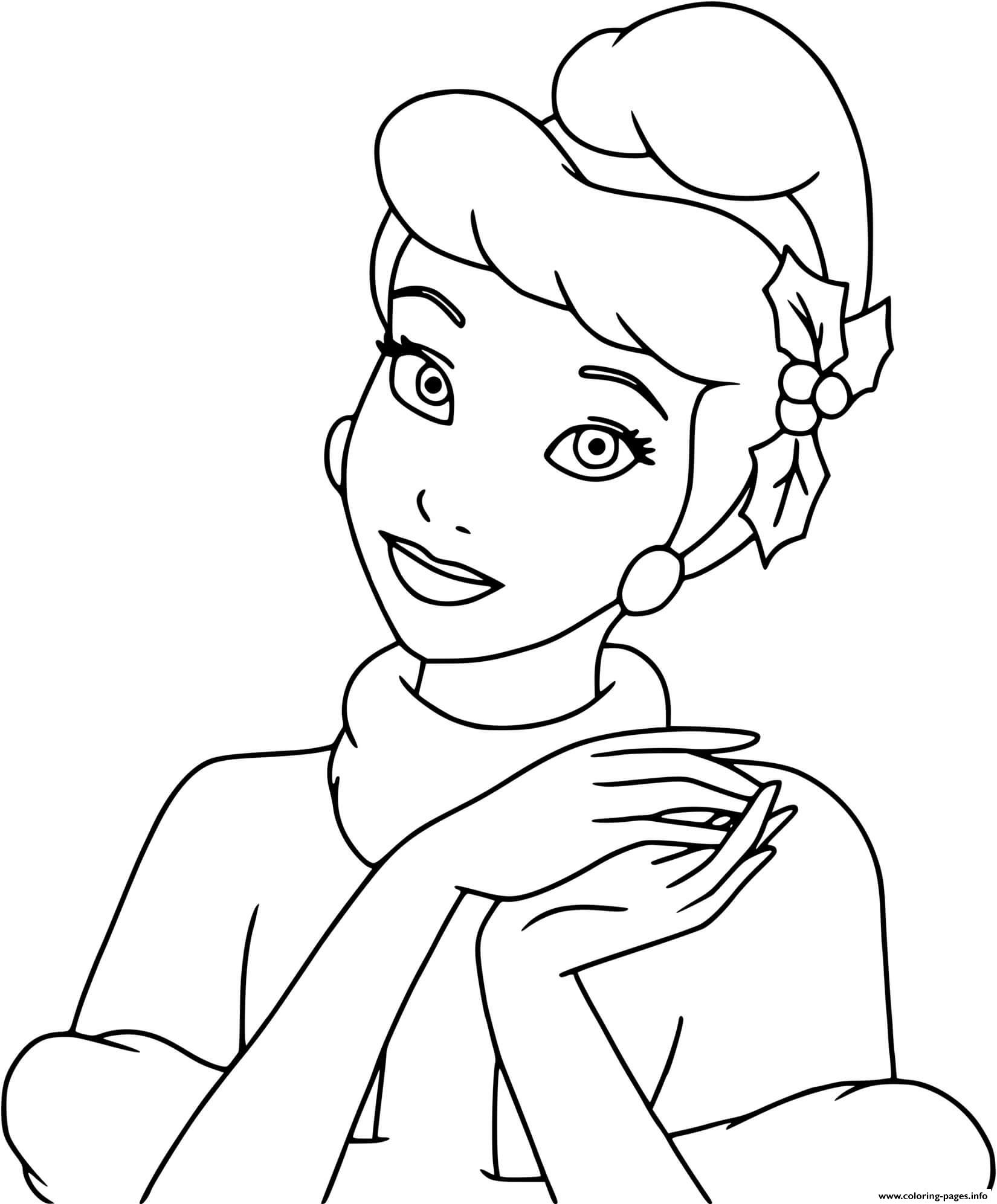 Cinderella Wearing Mistletoe In Her Hair Coloring page Printable