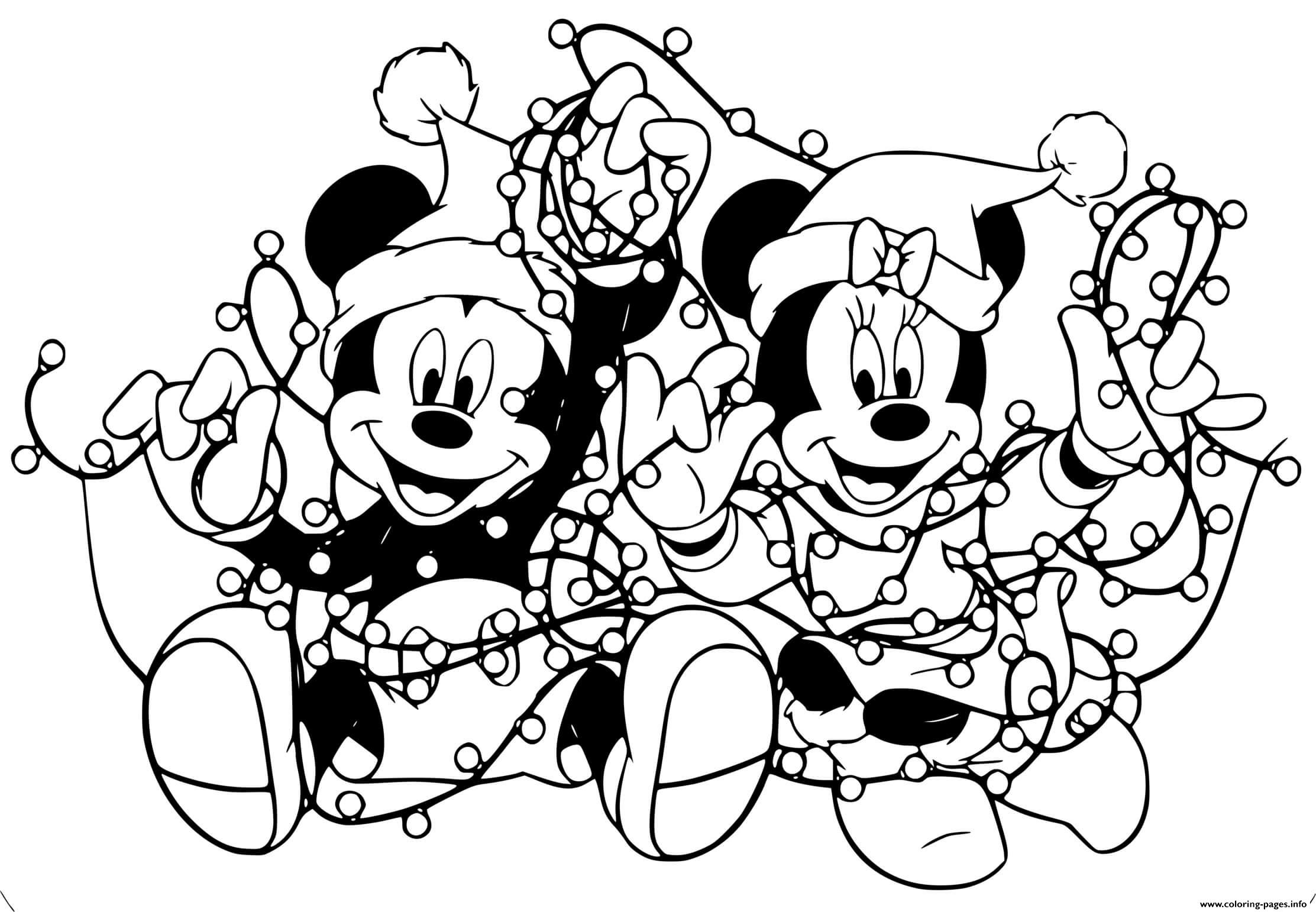 Mickey Minnie Tangled In Lights coloring