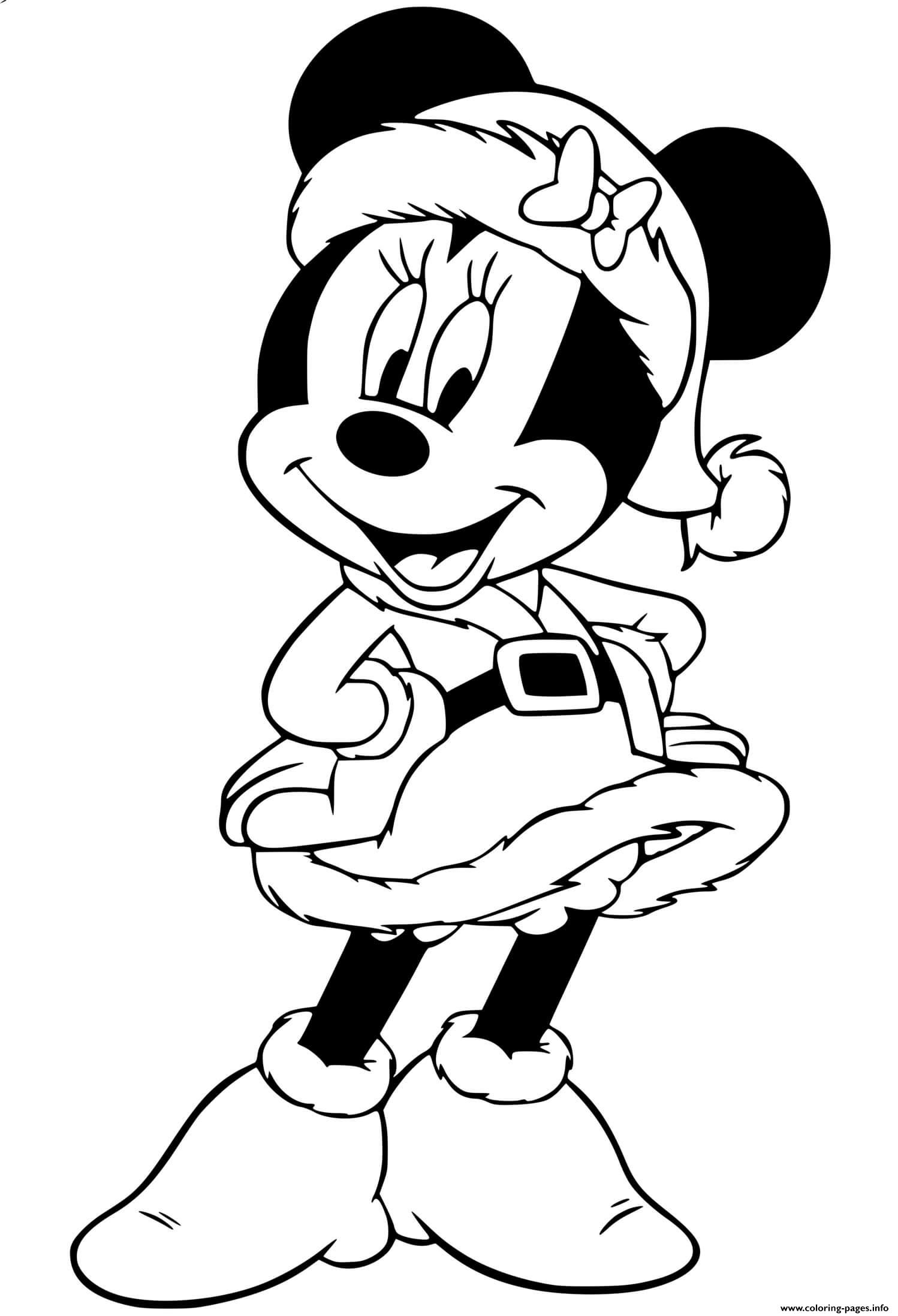 Minnie Wearing Santa Hat coloring