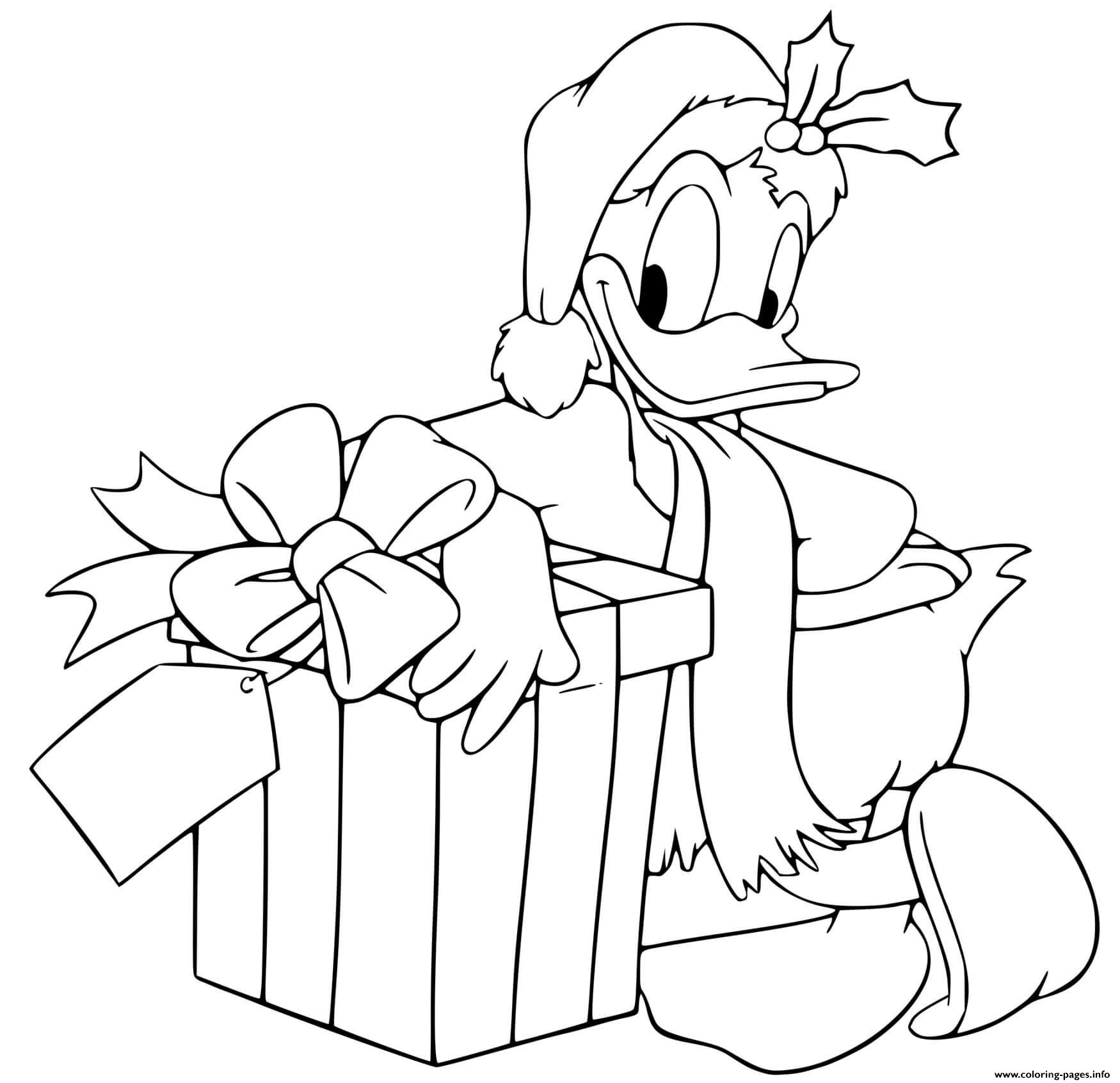 Donald Leaning Against Present coloring