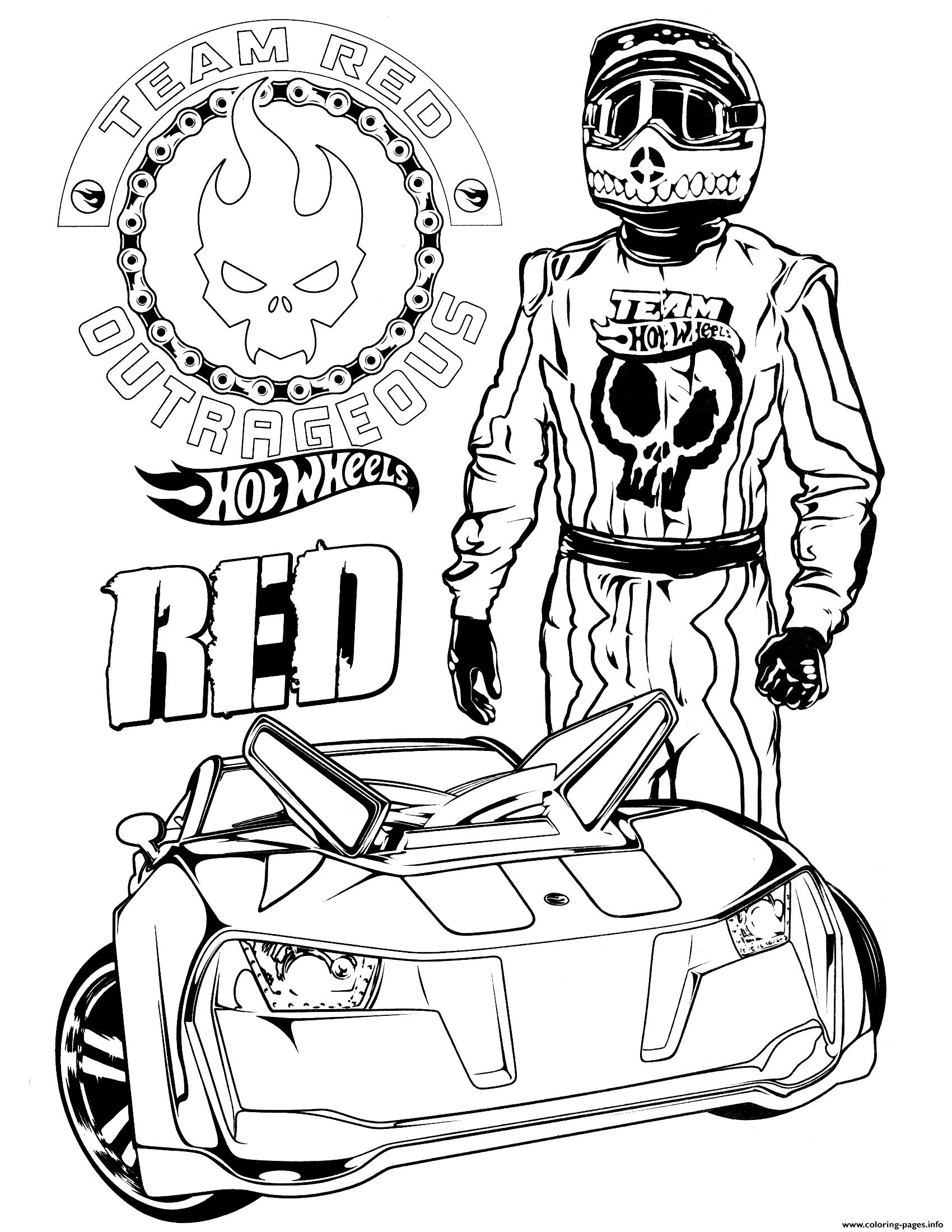 Team Hot Wheels Red Car Fast coloring