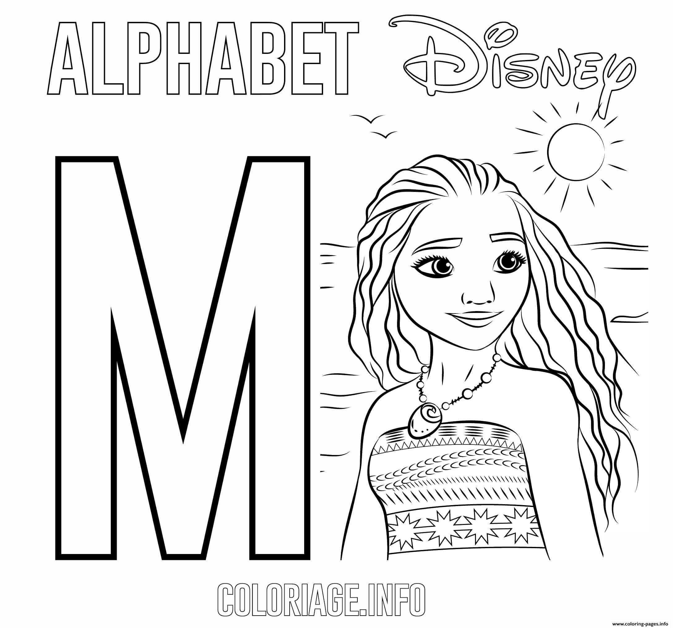 M For Moana Disney coloring