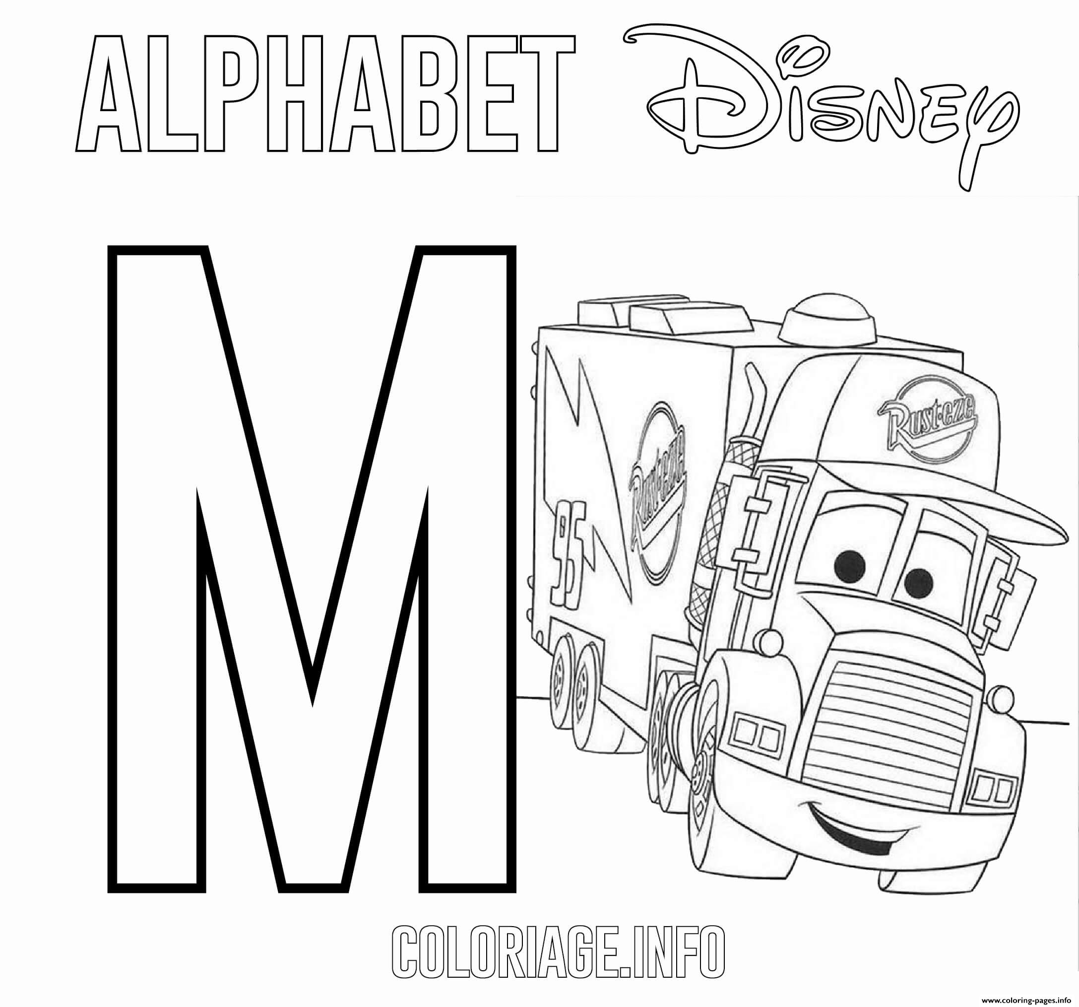 M For Mack From Cars Disney coloring