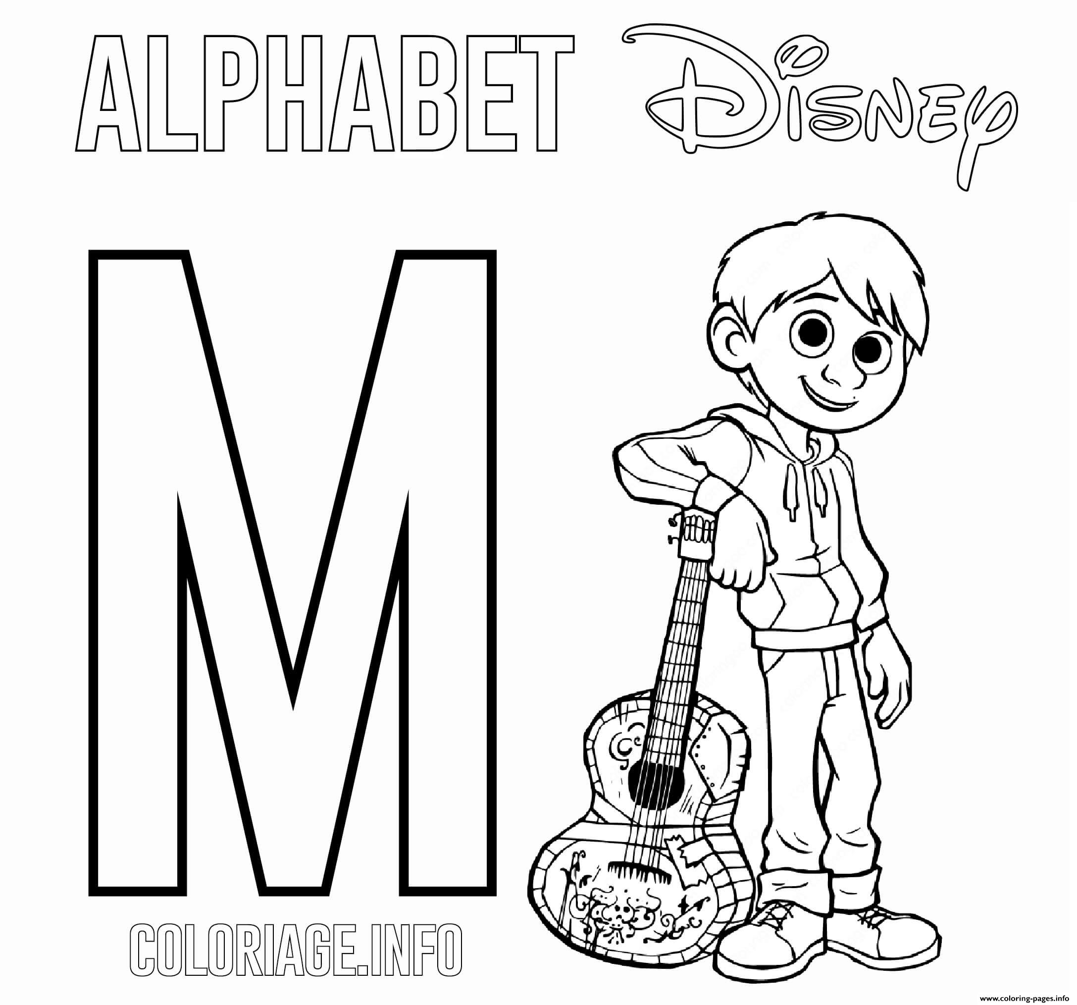 M For Miguel Disney coloring