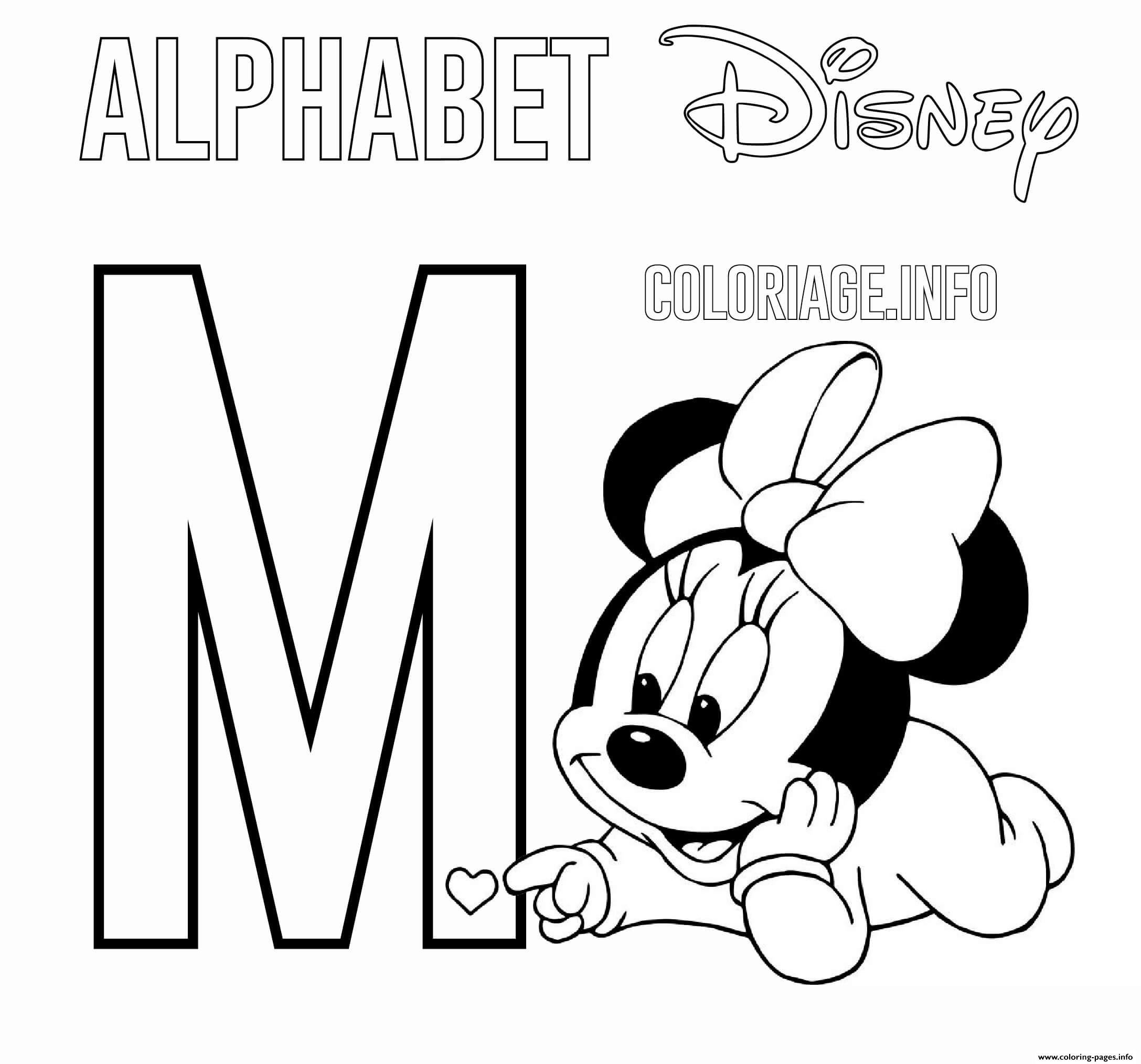 M For Minnie Mouse Disney coloring