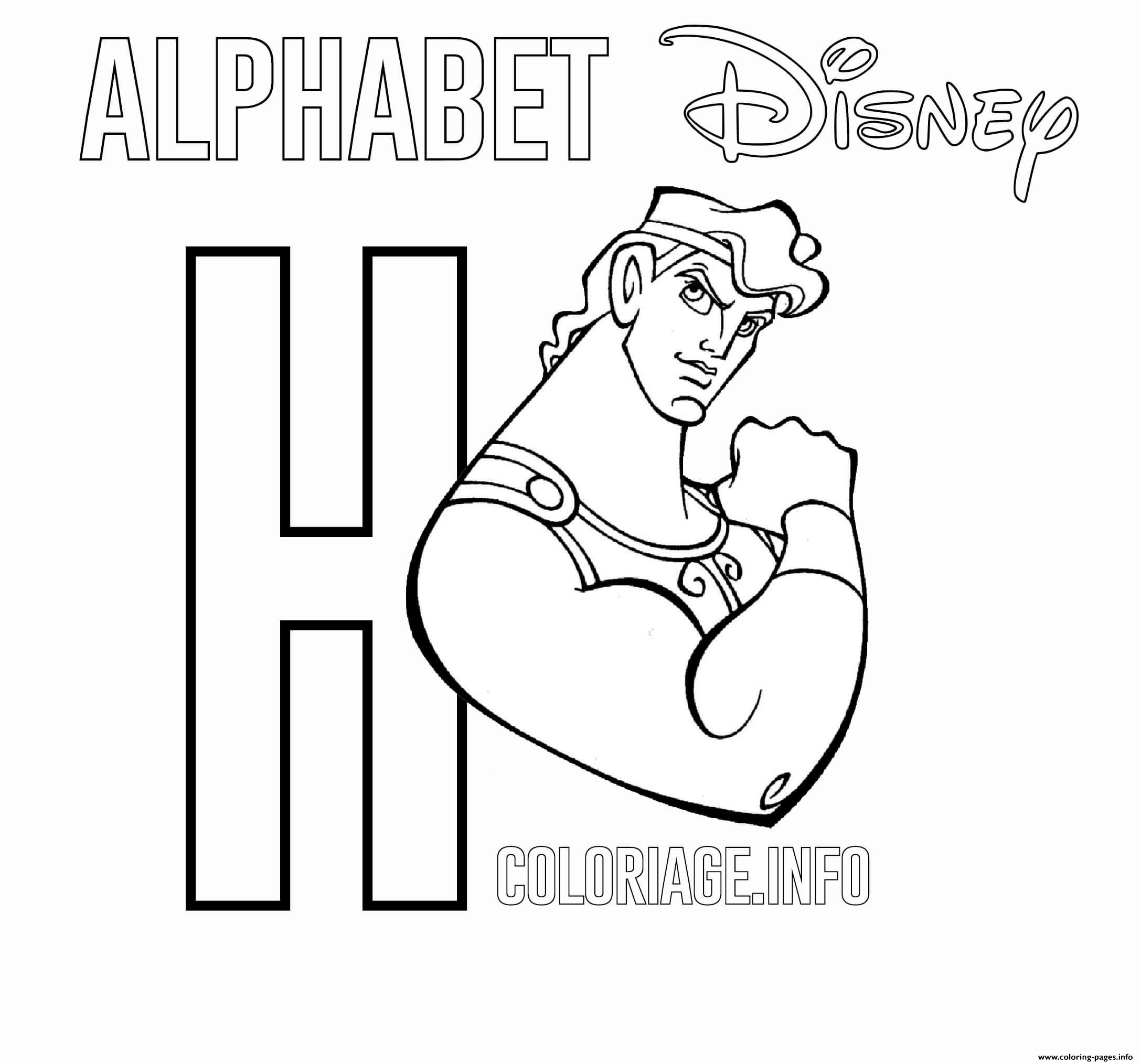 H For Hercules Disney coloring