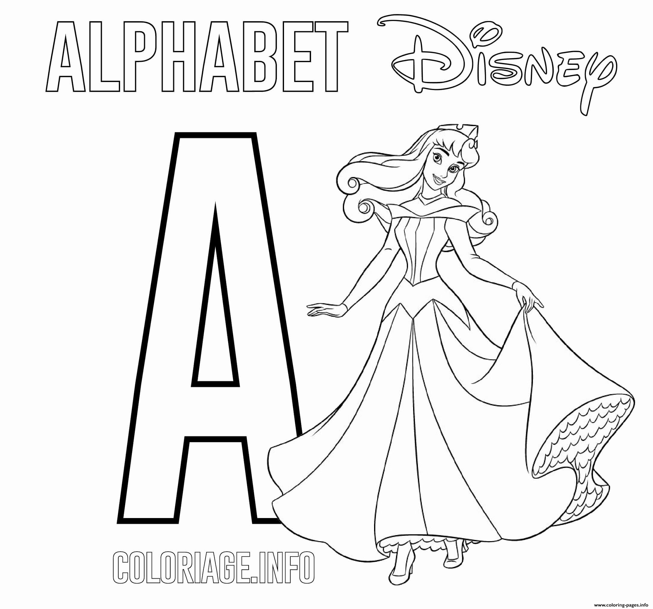 A For Aurora Disney Princess Coloring page Printable