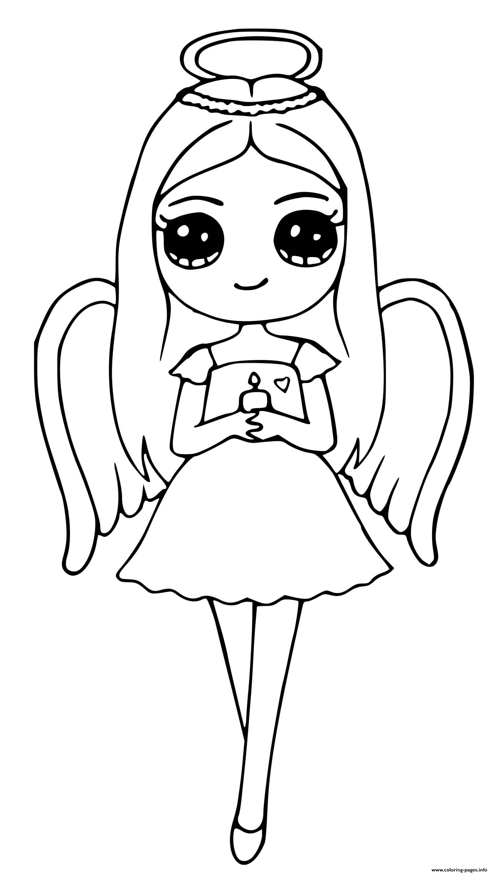 Angel Cute Girl Coloring page Printable