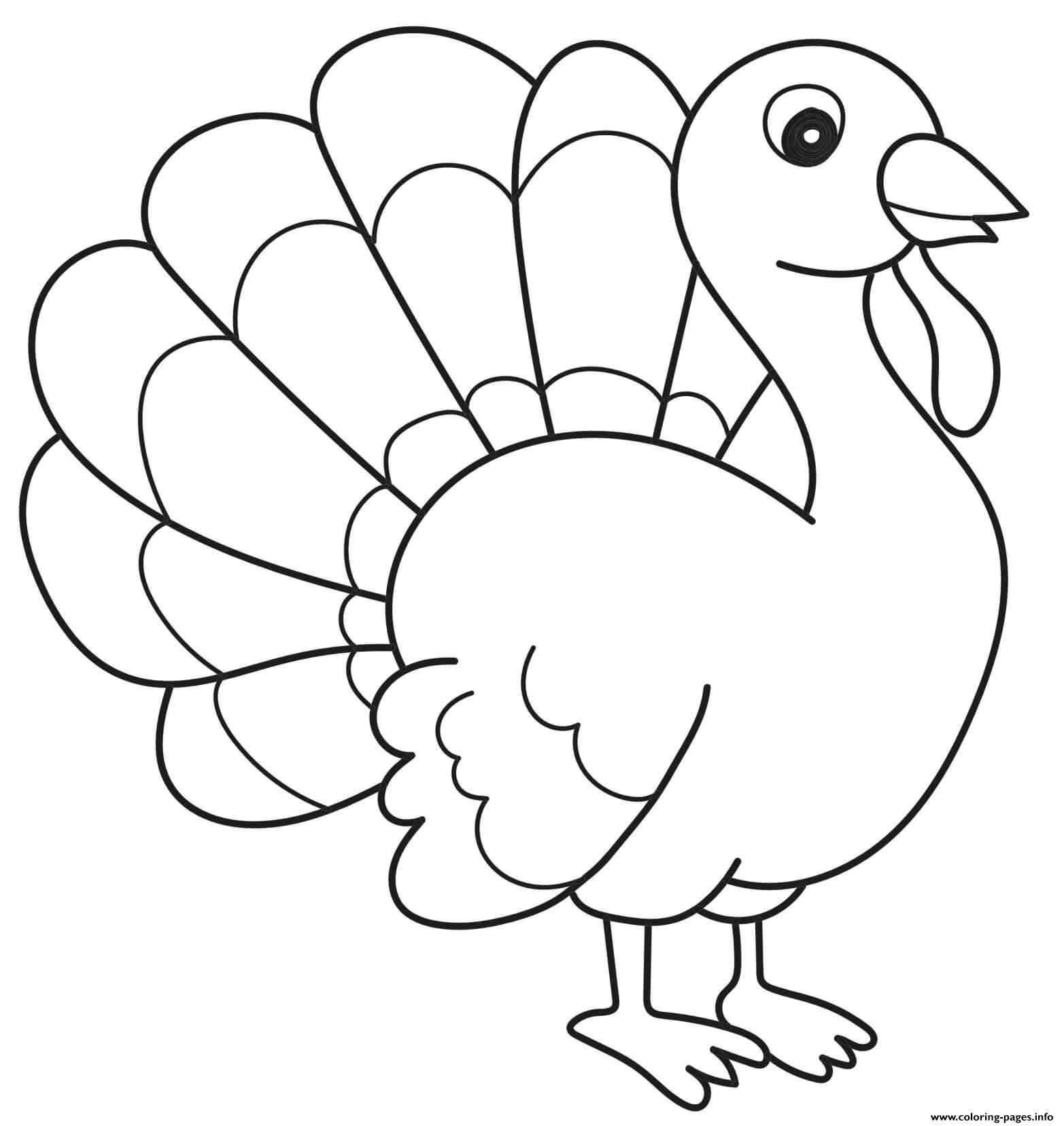 Turkey Simple Turkey For Preschoolers Coloring page Printable