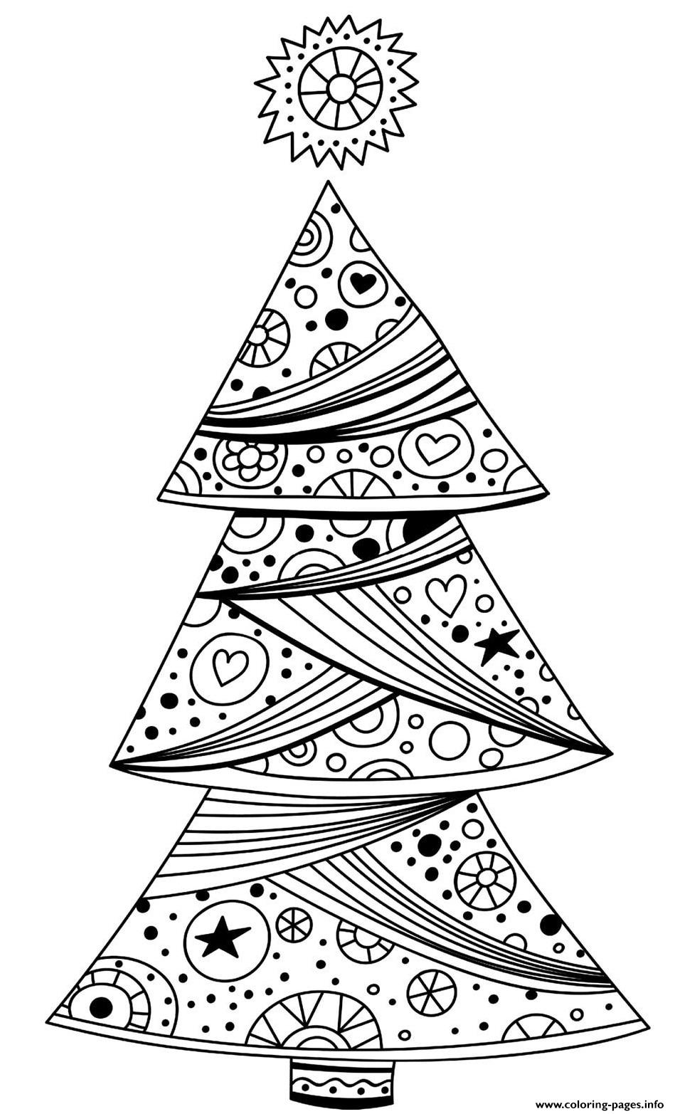 Pretty Decorative Christmas Tree Coloring Pages Printable
