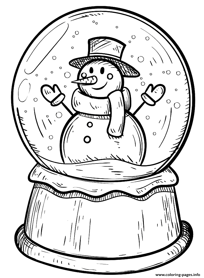 free christmas coloring pages snow globe