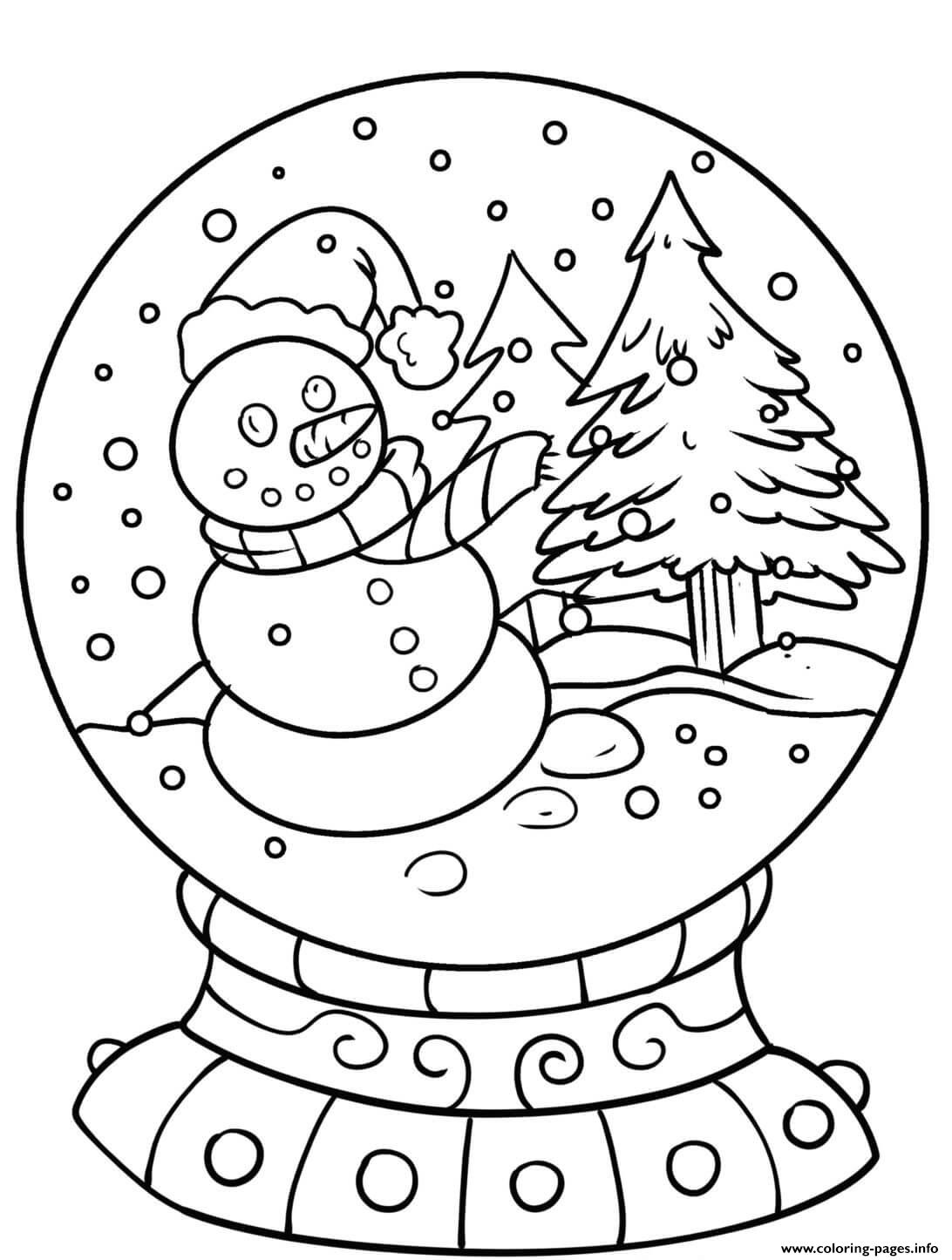 Christmas Snow Globe Snowman Coloring page Printable