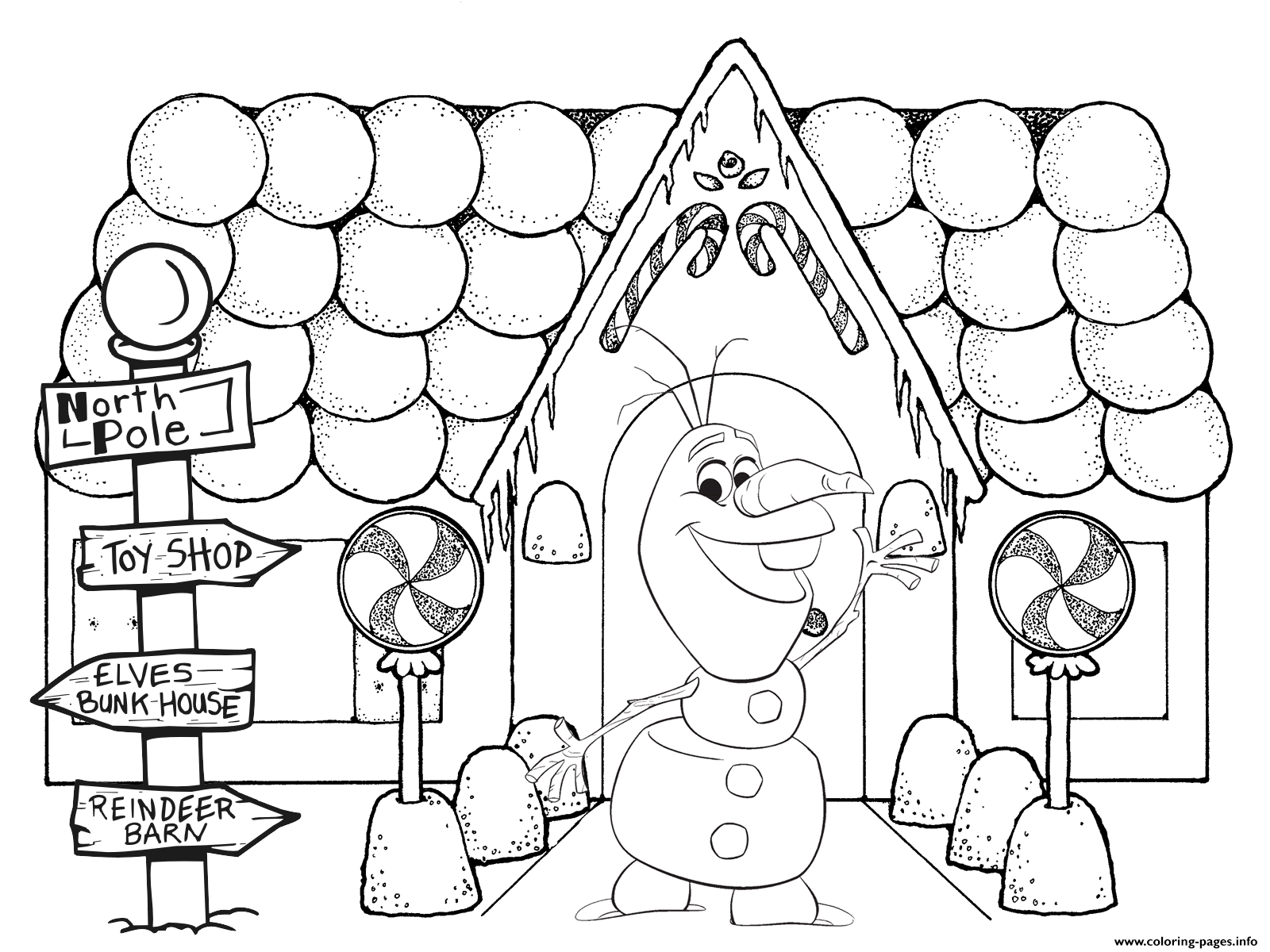gingerbread house olaf frozen coloring page printable