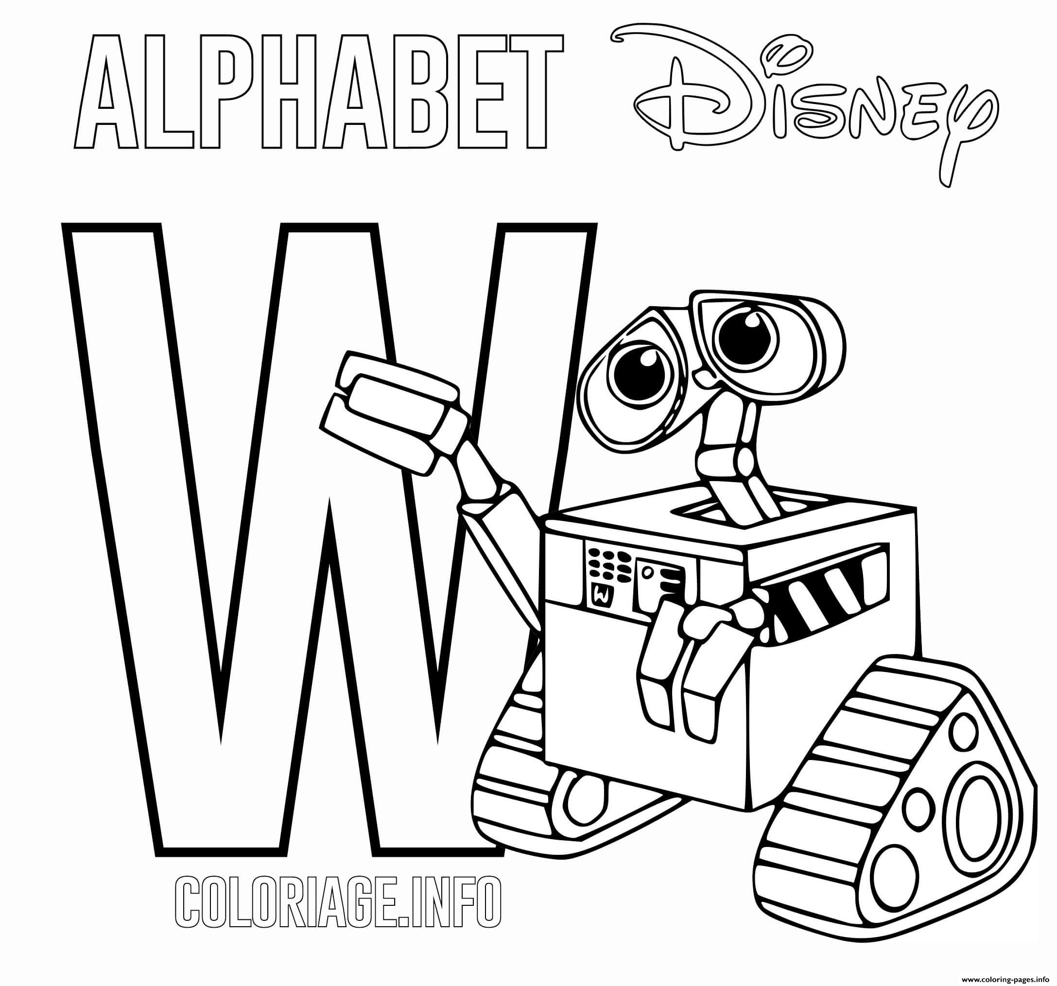 Letter W Wall E Alphabet Disney coloring