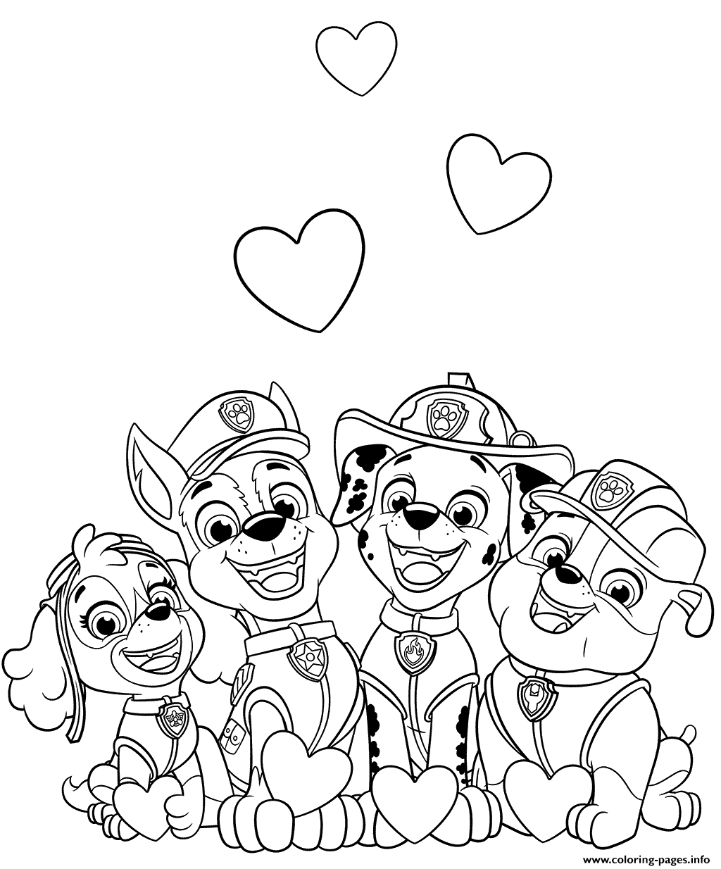 Printable Paw Patrol Valentines Coloring Pages
