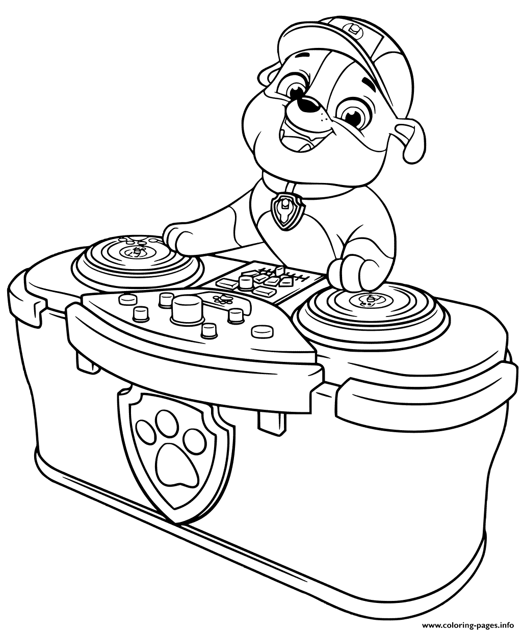Paw Patrol Lets Play DJ Rubble coloring