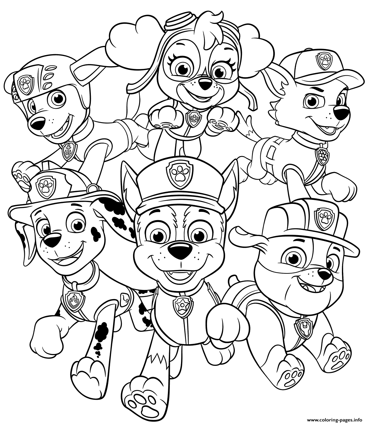 All Paw Patrol Pups Coloring page Printable