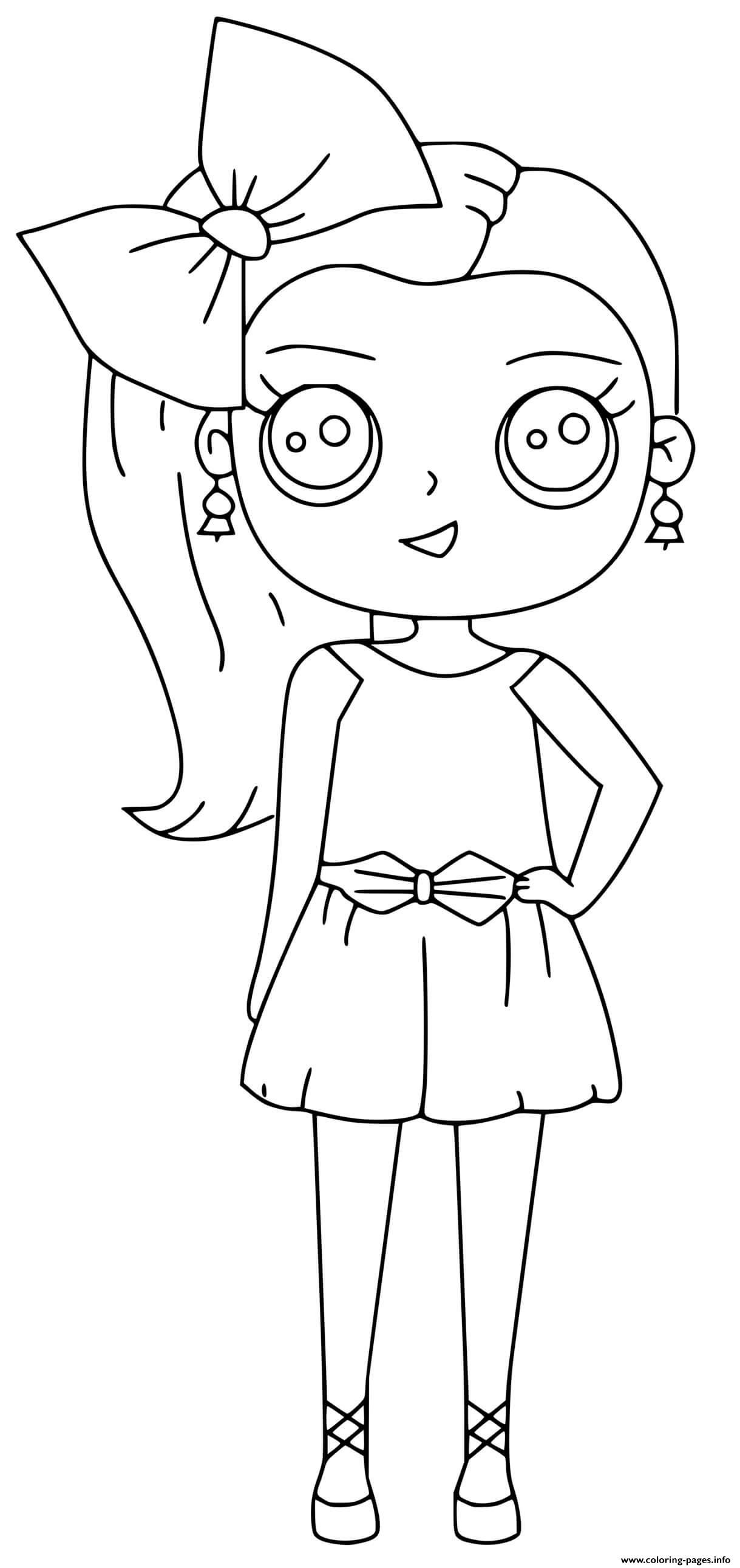 Jojo Siwa Kawaii Cute Girl Coloring page Printable
