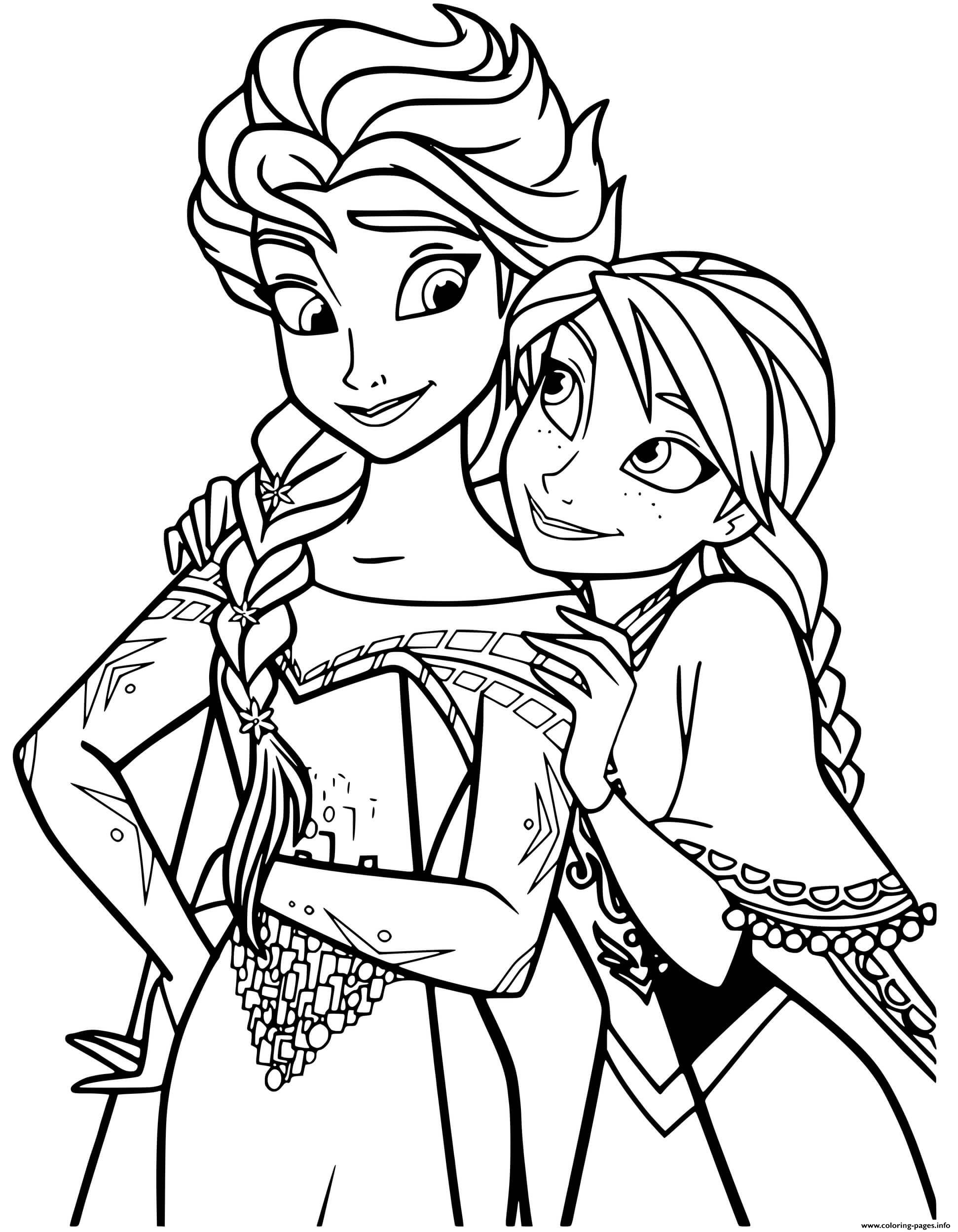 Elsa Anna Best Friend In Frozen 20 Coloring page Printable