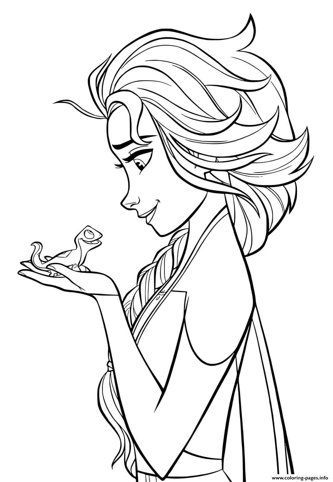 elsa and lizard bruni frozen 2 coloring pages printable