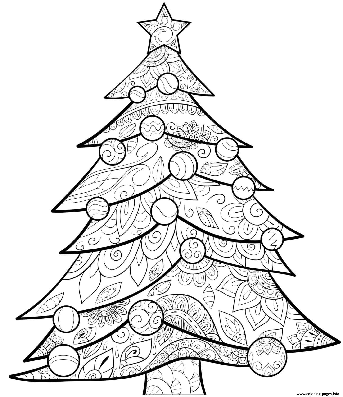 Christmas For Adults Patterned Tree Baubles Star coloring
